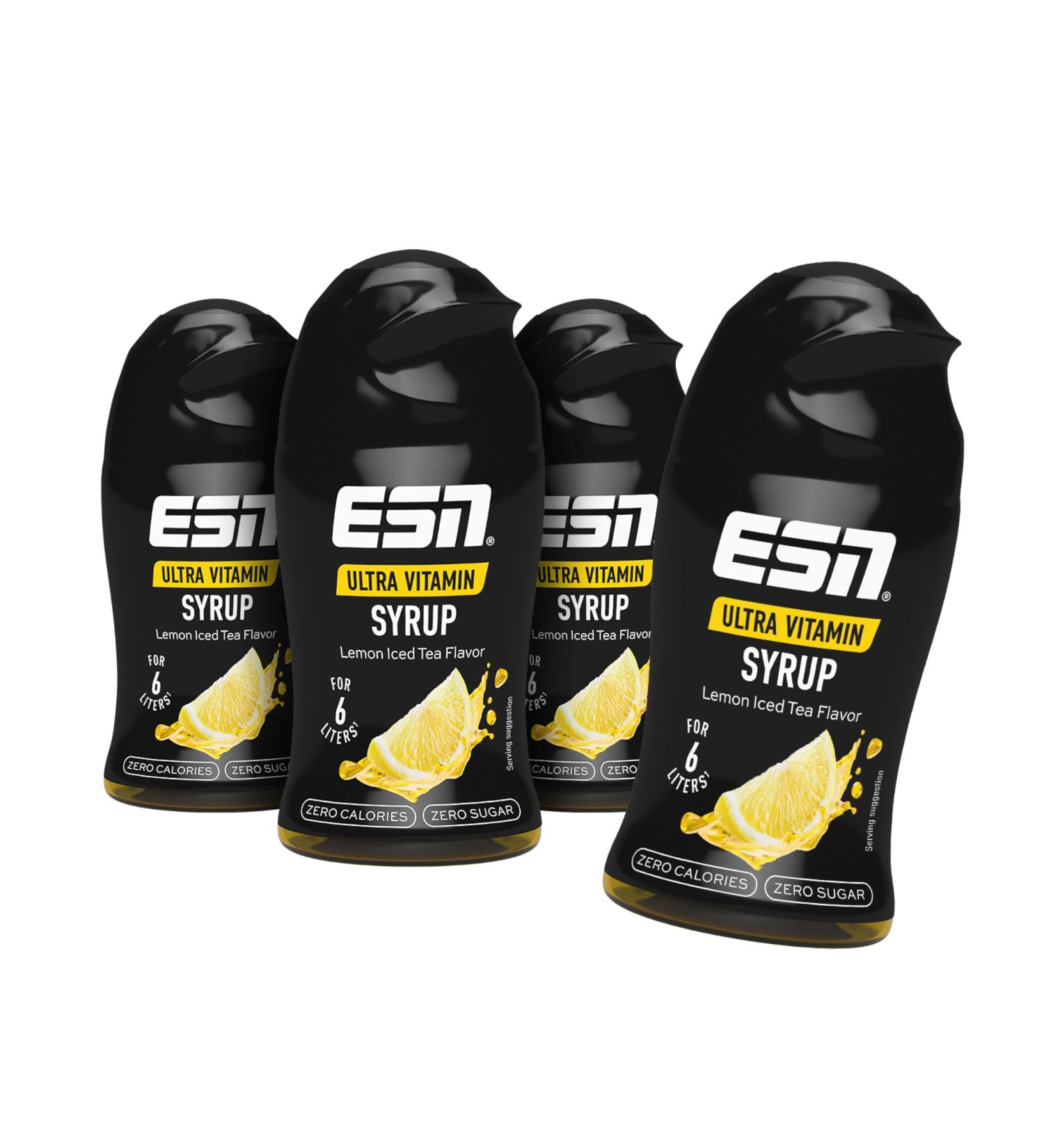 ESN Ultra Vitamin Syrup - Pack of 4 (4 x 65ml) Lemon Iced Tea | Vitamins for 6 Litres of Ready-to-Drink Beverage - Buy Online on GoSupps.com