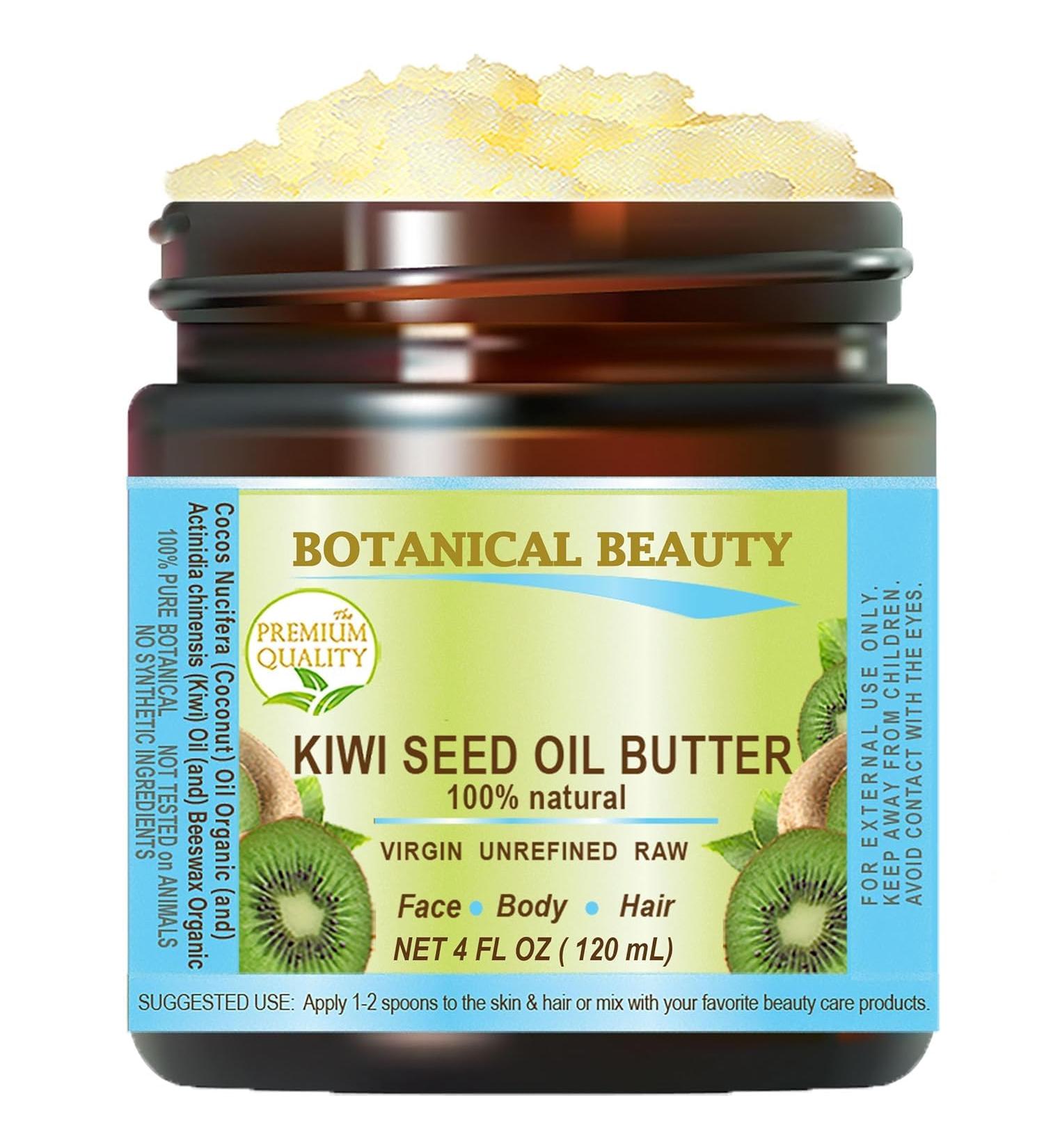 Botanical Beauty KIWI SEED OIL BUTTER RAW VIRGIN UNREFINED Cold Pressed for Face Body Hair Nails Skin Hands Rich in vitamin E Vitamin C (4 Fl Oz) 4 Fl Oz (Pack of 1) - Buy Online on GoSupps.com