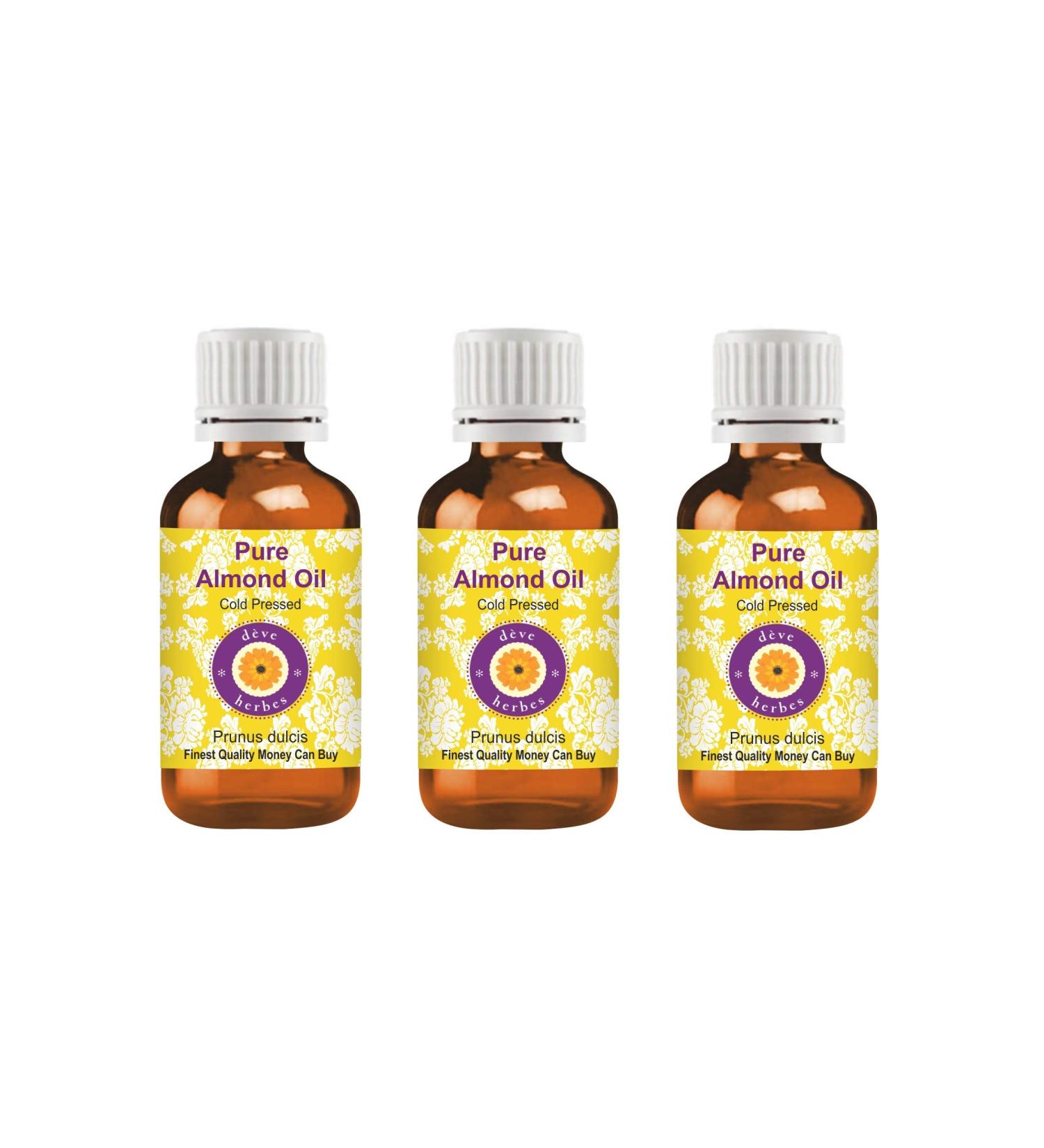 B07MQZFTZ8 Deve Herbes Pure Almond Oil Prunus dulcis 100 Natural Therapeutic Quality Cold Pressed Pack of Three 3 x 100 ml - Buy Online on GoSupps.com