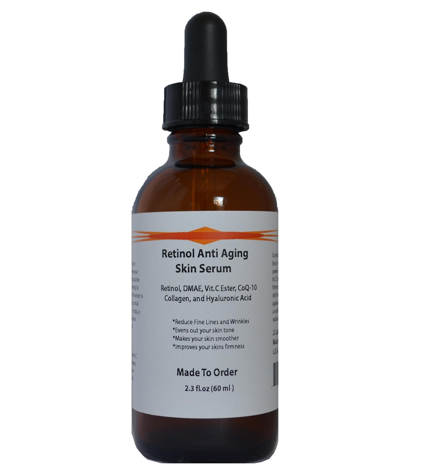 Retinol Anti Aging Skin Serum with Retinol DMAE Vitamin C Ester CoQ-10 Collagen and Hyaluronic Acid (2.3oz) 2.3 Ounce