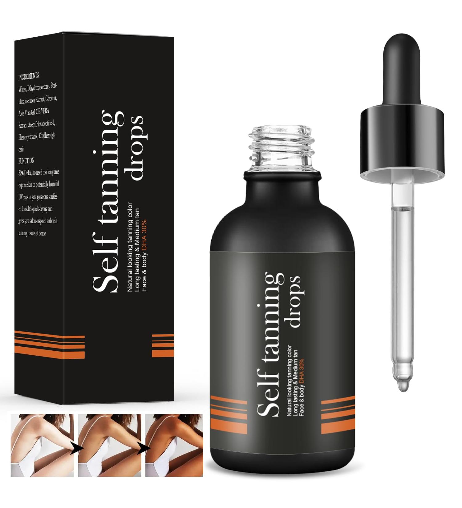 Gouttes autobronzantes(30ML) Visage Autobronzant S rum Bronzing Drops Natural pour Femmes et Hommes de Bronzage la Plupart des Types de Peau 30ml noir - Buy Online on GoSupps.com