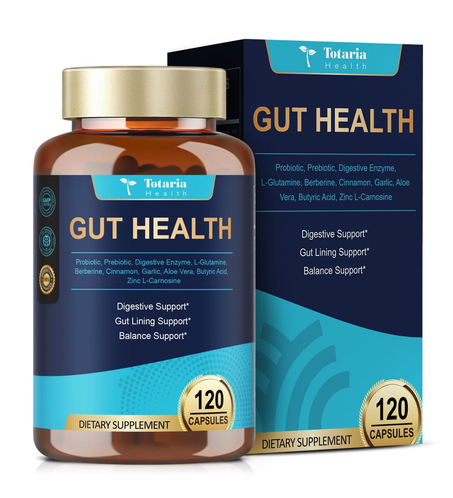4-in-1 Gut Health Supplement with Probiotics Prebiotics Postbiotics & Digestive Enzymes for Women & Men 60 Billion CFU Probiotics for Gut and Digestion Strong Immunity Skin (120 Capsules) 120 Count (Pack of 1) - Buy Online on GoSupps.com