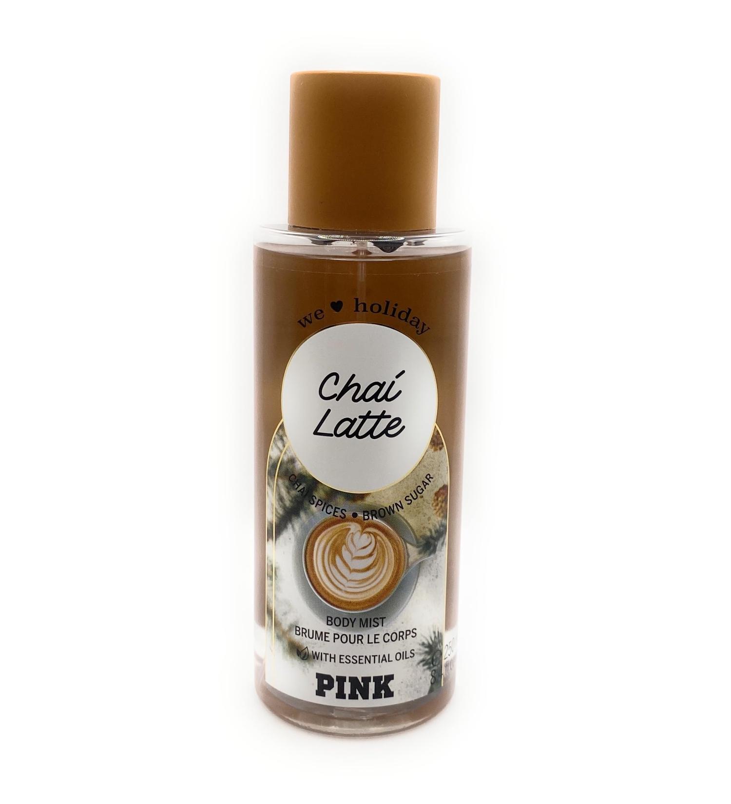 Victoria's Secret Pink Chai Latte Scented Body Mist Chai Spices x Brown Sugar 8.4 Ounce Spray With Essential Oils