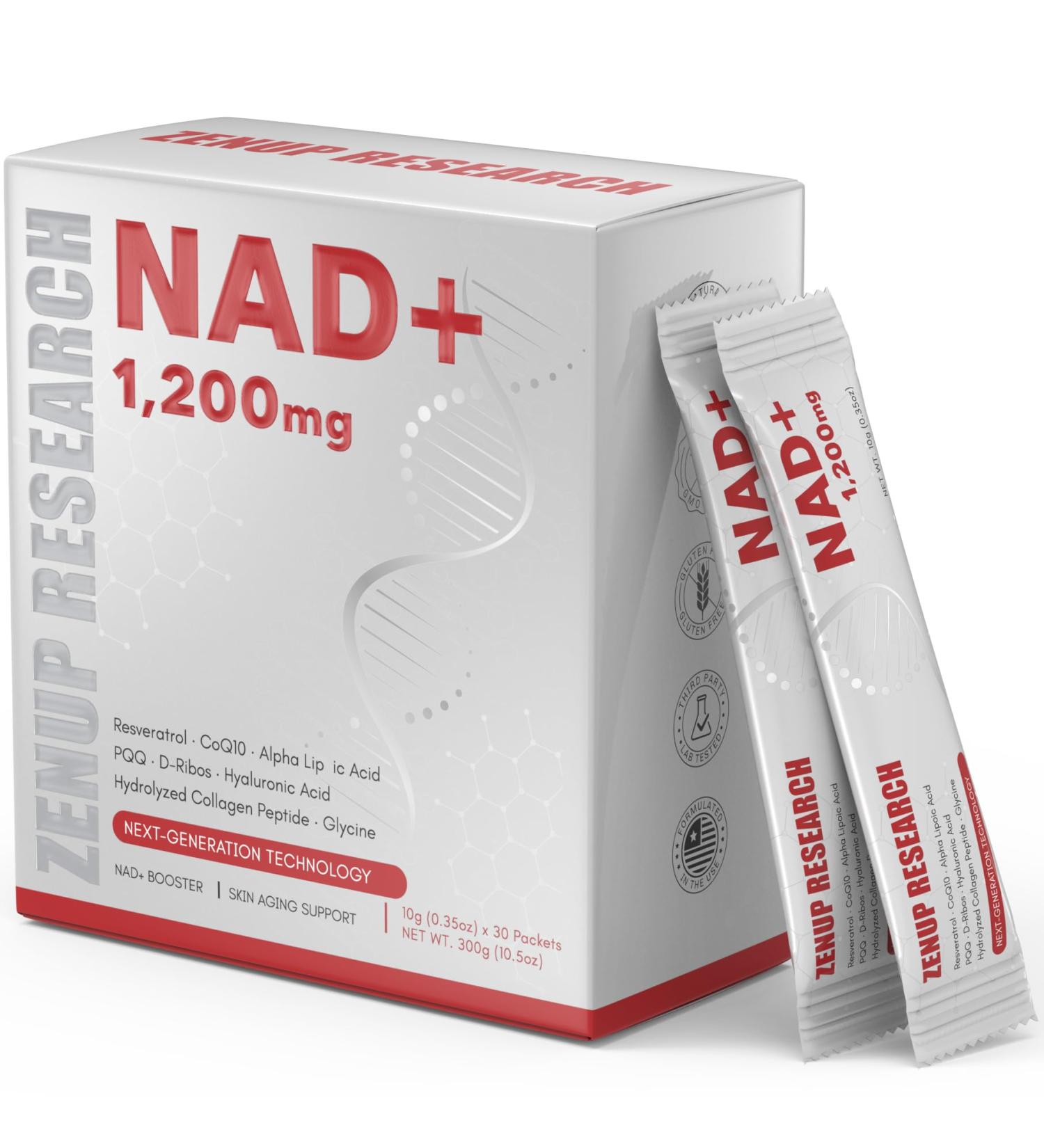 ZenUP Liquid NAD Extra Strength 1 200mg NAD+ Supplement with CoQ10 Resveratrol D-Ribose & PQQ for Men & Women Natural NAD+ Stick for Anti-Aging Energy Focus - 30 Packets - Buy Online on GoSupps.com
