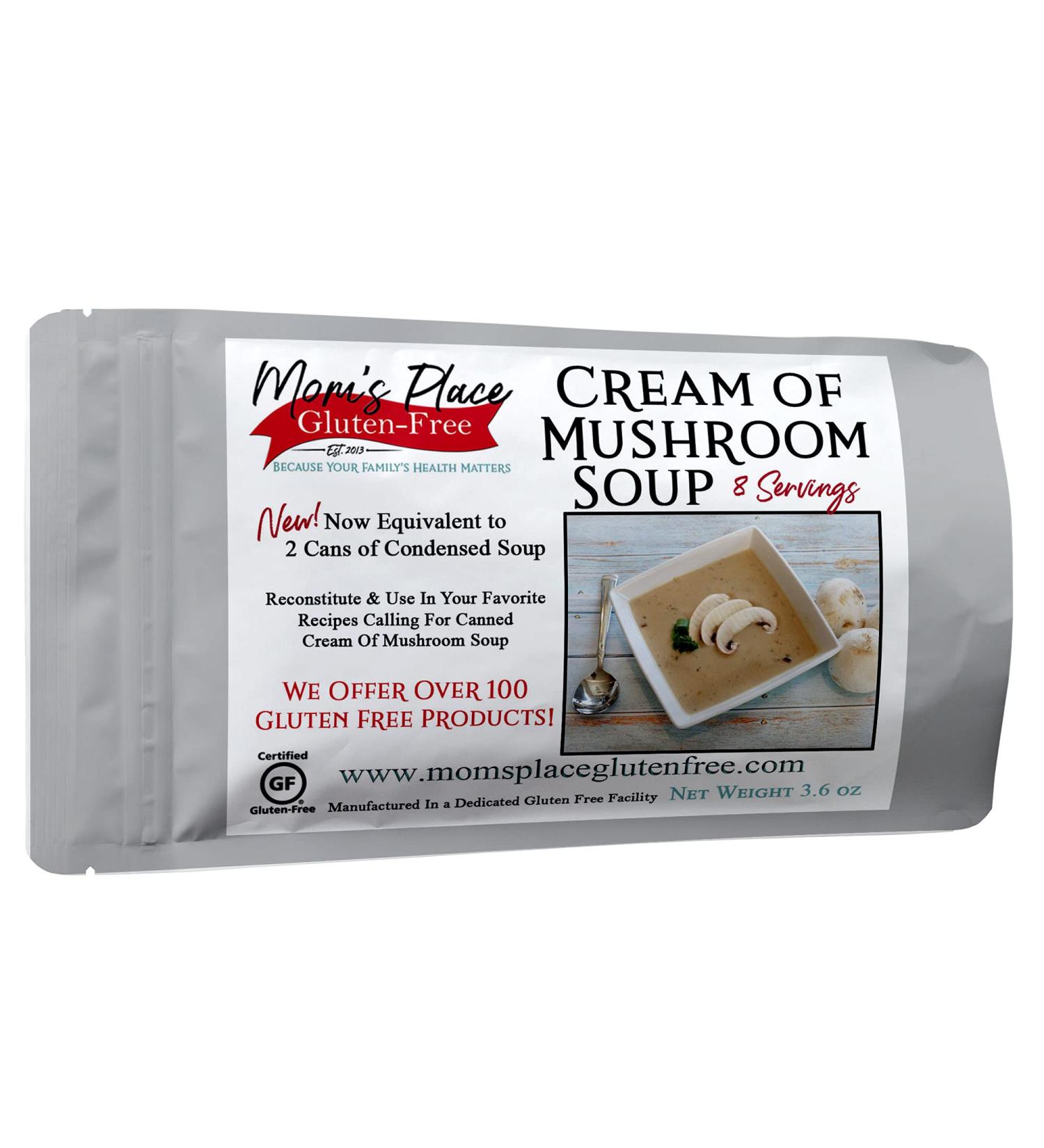 Moms Place Gluten & Dairy Free Cream of Mushroom Soup Mix - 2.4 oz (Pack of 1) | Equivalent to 2 Cans of Condensed Soup - Buy Online on GoSupps.com