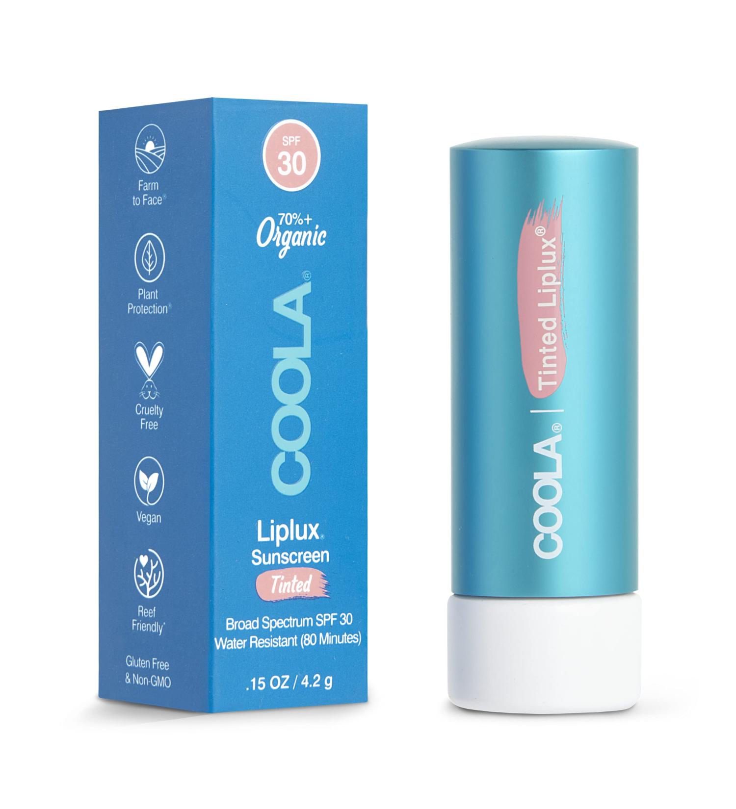 COOLA Organic Liplux Tinted Lip Balm SPF 30 - Dermatologist Tested Vegan & Gluten Free Lip Care 0.15 Oz - Buy Online on GoSupps.com