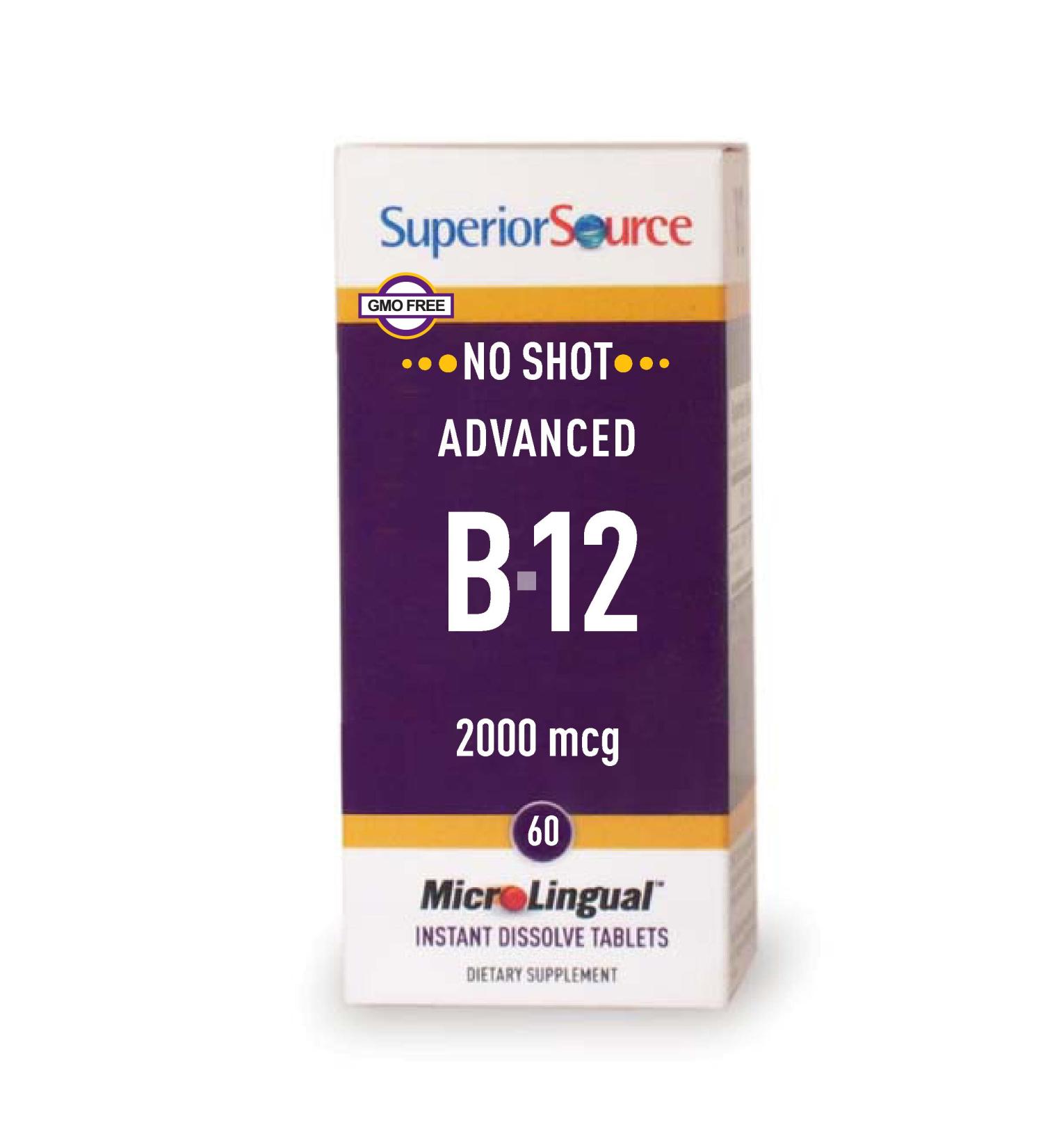 Superior Source Advanced B-12 2000 mcg - 60 Tablets for Energy & Wellness - Buy Online on GoSupps.com