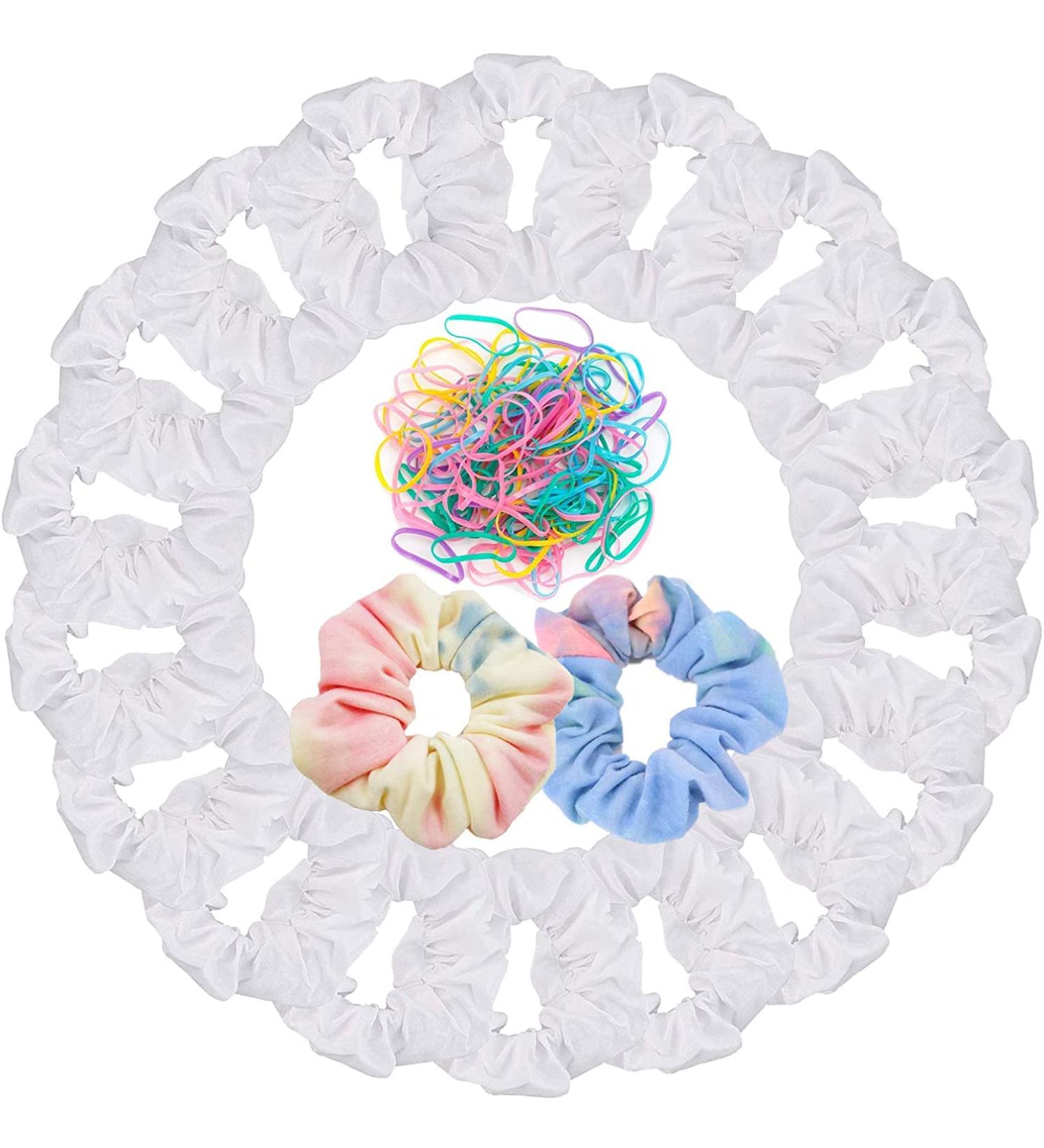 Buy Vegcoo 515-Piece Hair Accessories Set - 15 Batik Scrunchies & 500 Colored Rubber Bands | Pure Cotton Hair Ties for Women - International Shipping - Buy Online on GoSupps.com