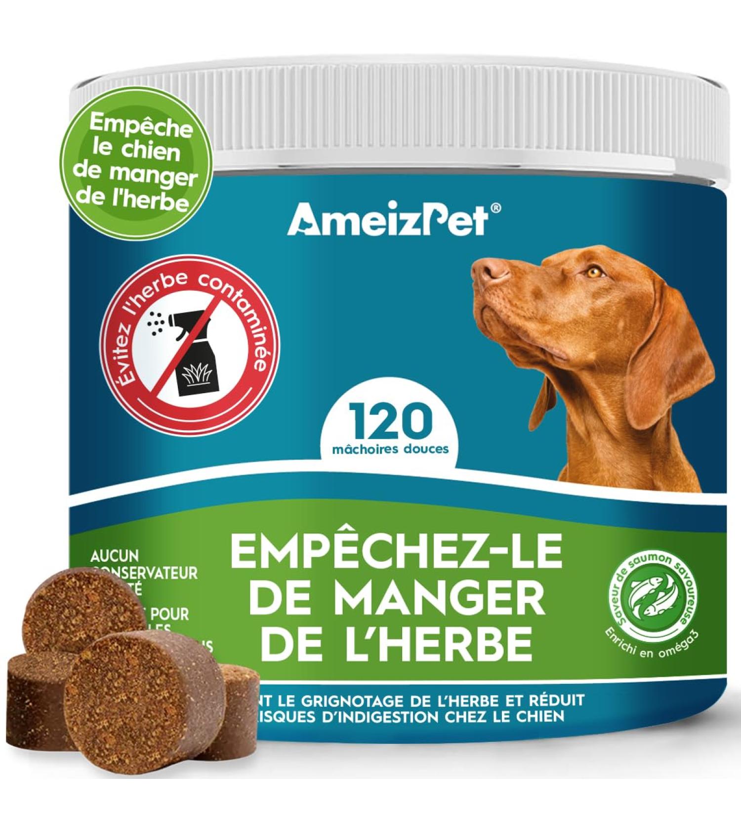 AmeizPet Dog Grass Deterrent Stops Dogs From Eating Grass Soothes Stomach & Reduces Heartburn Digestive Enzymes 120 Treats 270g (9.5 Oz) - Buy Online on GoSupps.com