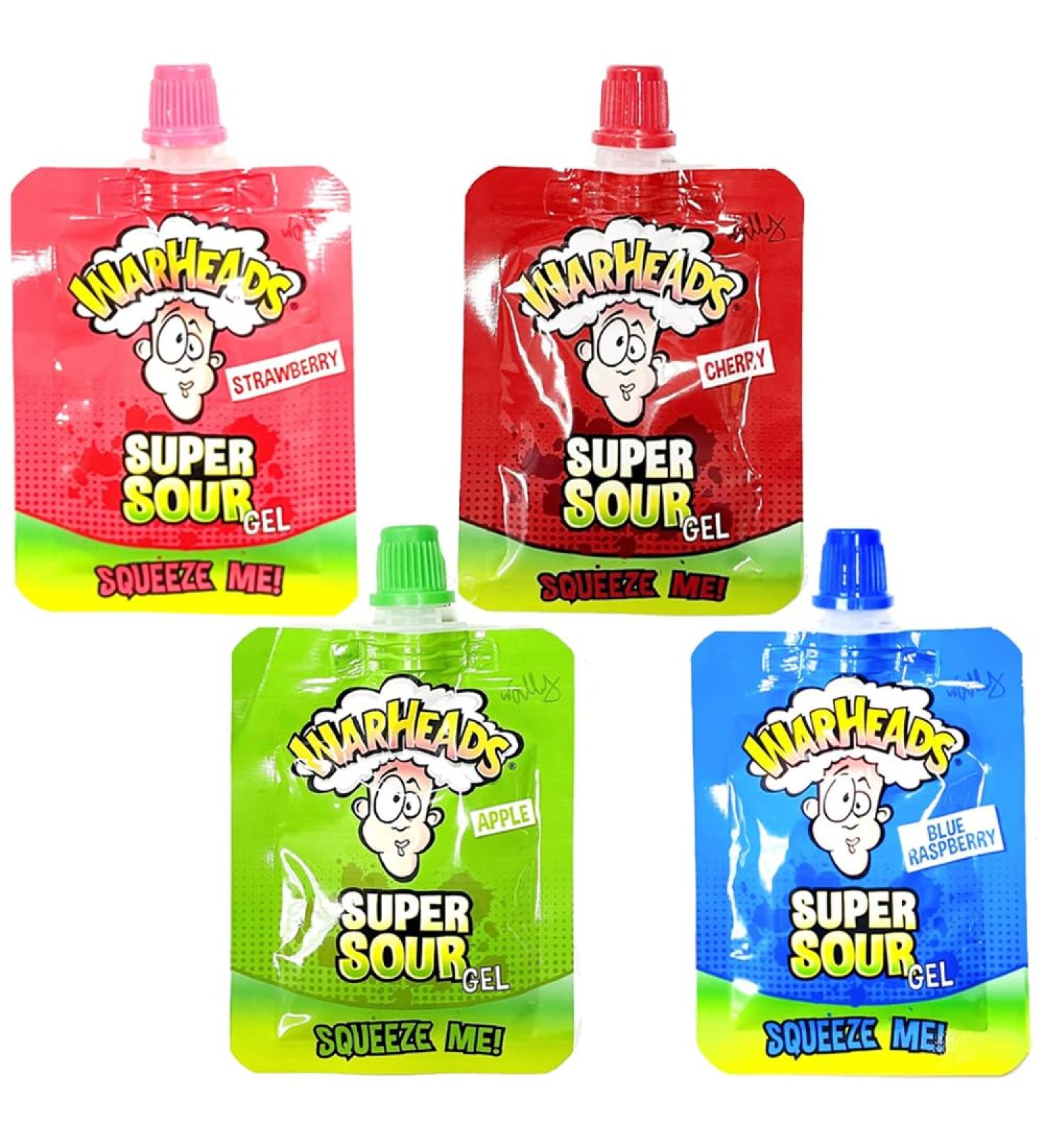 Warheads Super Sour Squeeze Gel Candy 20g - Cherry Apple Strawberry Blue Raspberry - Fun Squeezable Pouch - Buy Online on GoSupps.com