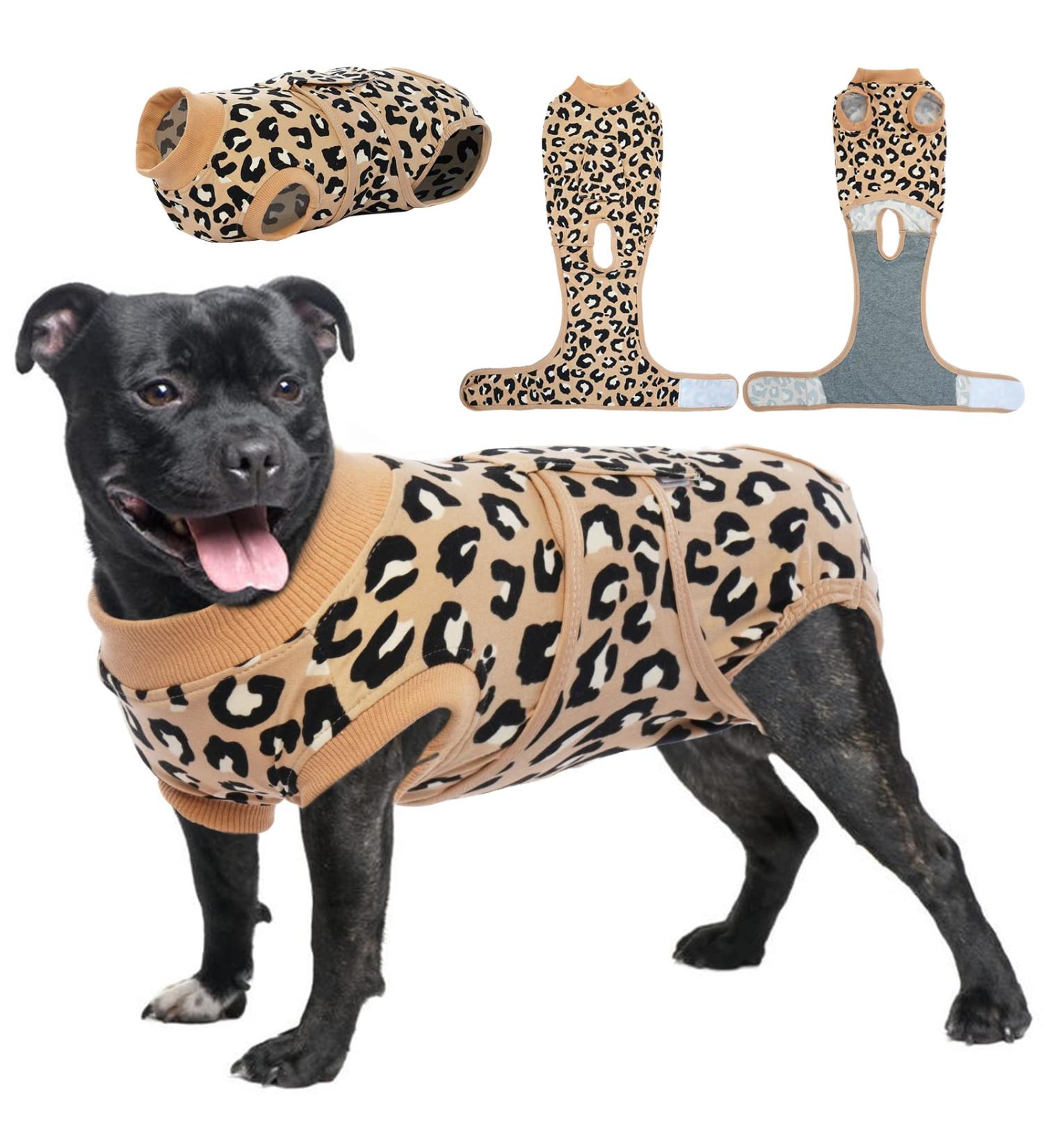 Kuoser Dog Body Post-Op & E-Collar Alternative Breathable Anti-Lick Design for Male & Female Dogs Dark Brown - Buy Online on GoSupps.com