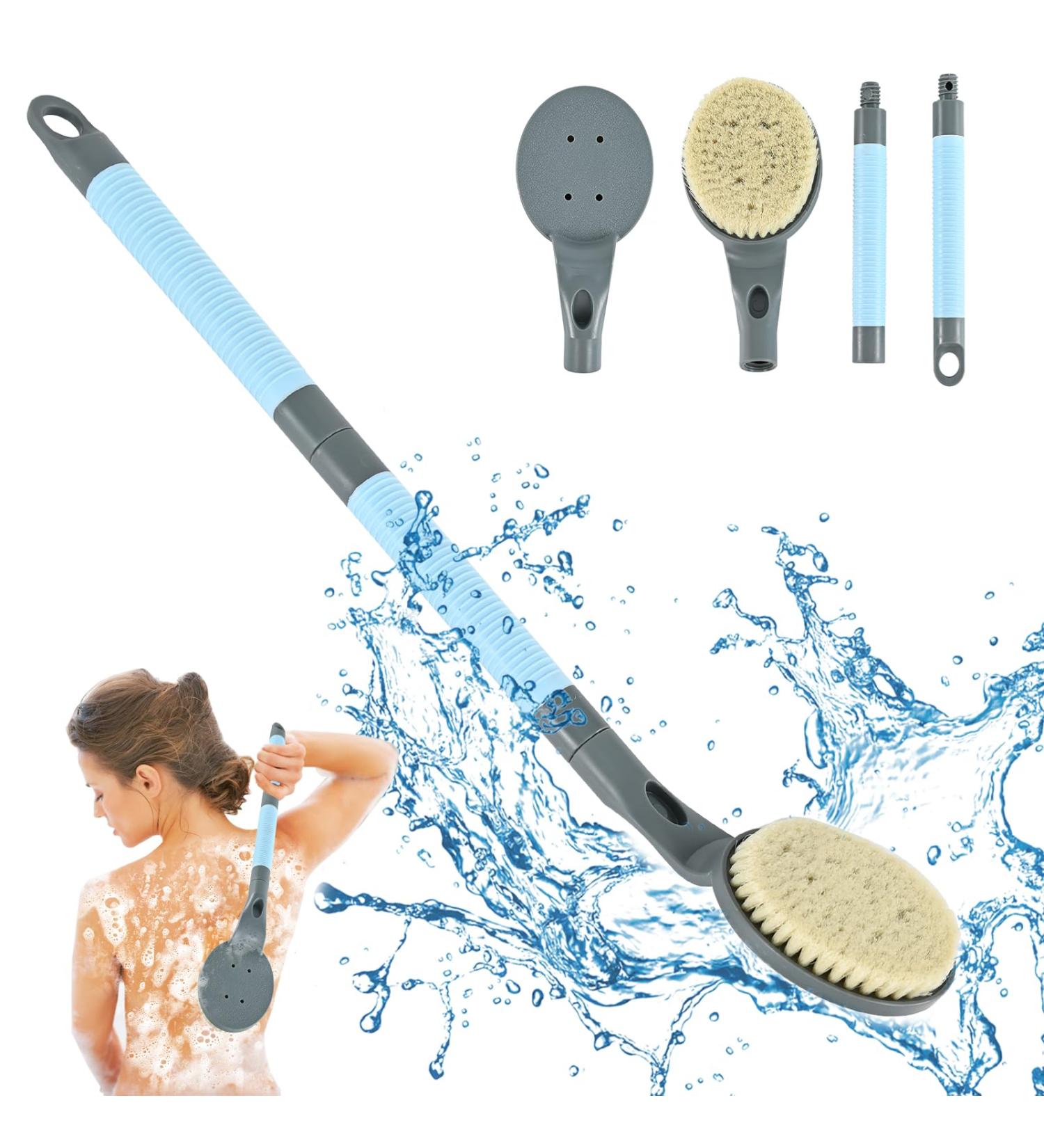 Buy 55cm Gray Back Brush Shower - Removable Body Brush for Gentle Peeling & Blood Circulation - Ideal for Wet/Dry Use - Buy Online on GoSupps.com