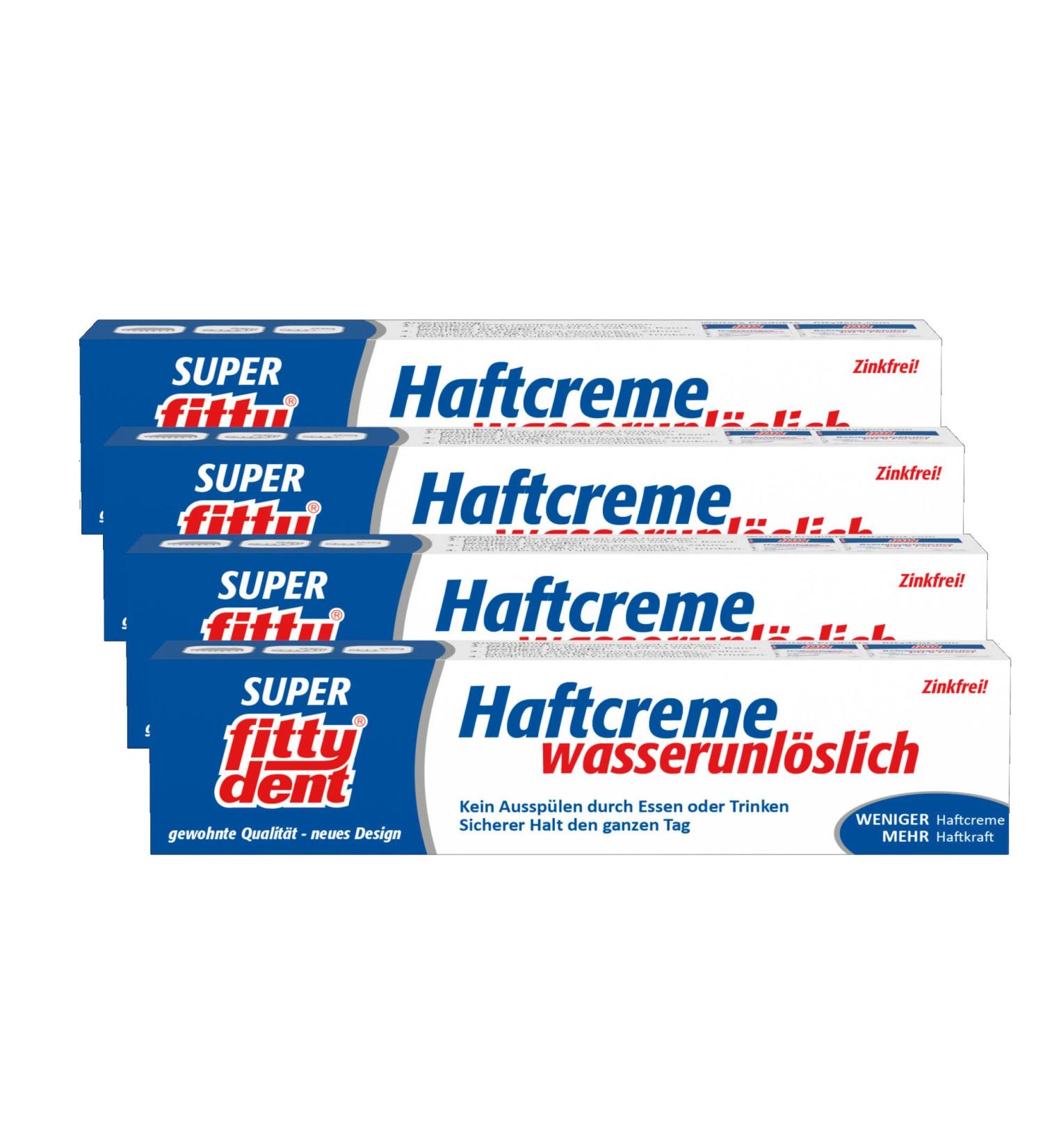 Fittydent Adhesive Cream for Full & Partial Prostheses - 4 Pack (40g) | Tasteless & Colorless | All-Day Hold - Buy Online on GoSupps.com