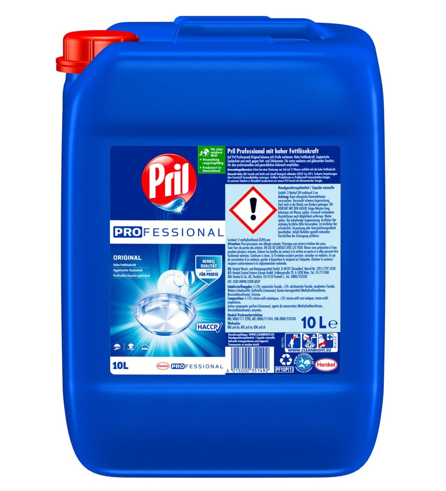 Pril Professionals Original Dishwashing Liquid 10L | Grease-Removing Formula | International Shipping Available - Buy Online on GoSupps.com