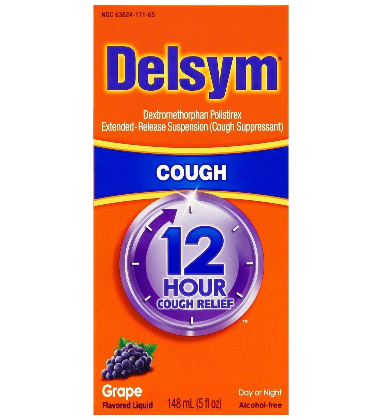 Delsym 12 Hour Cough Suppressant Liquid - Grape 5 oz | Fast Relief for Cough | International Shipping Available - Buy Online on GoSupps.com