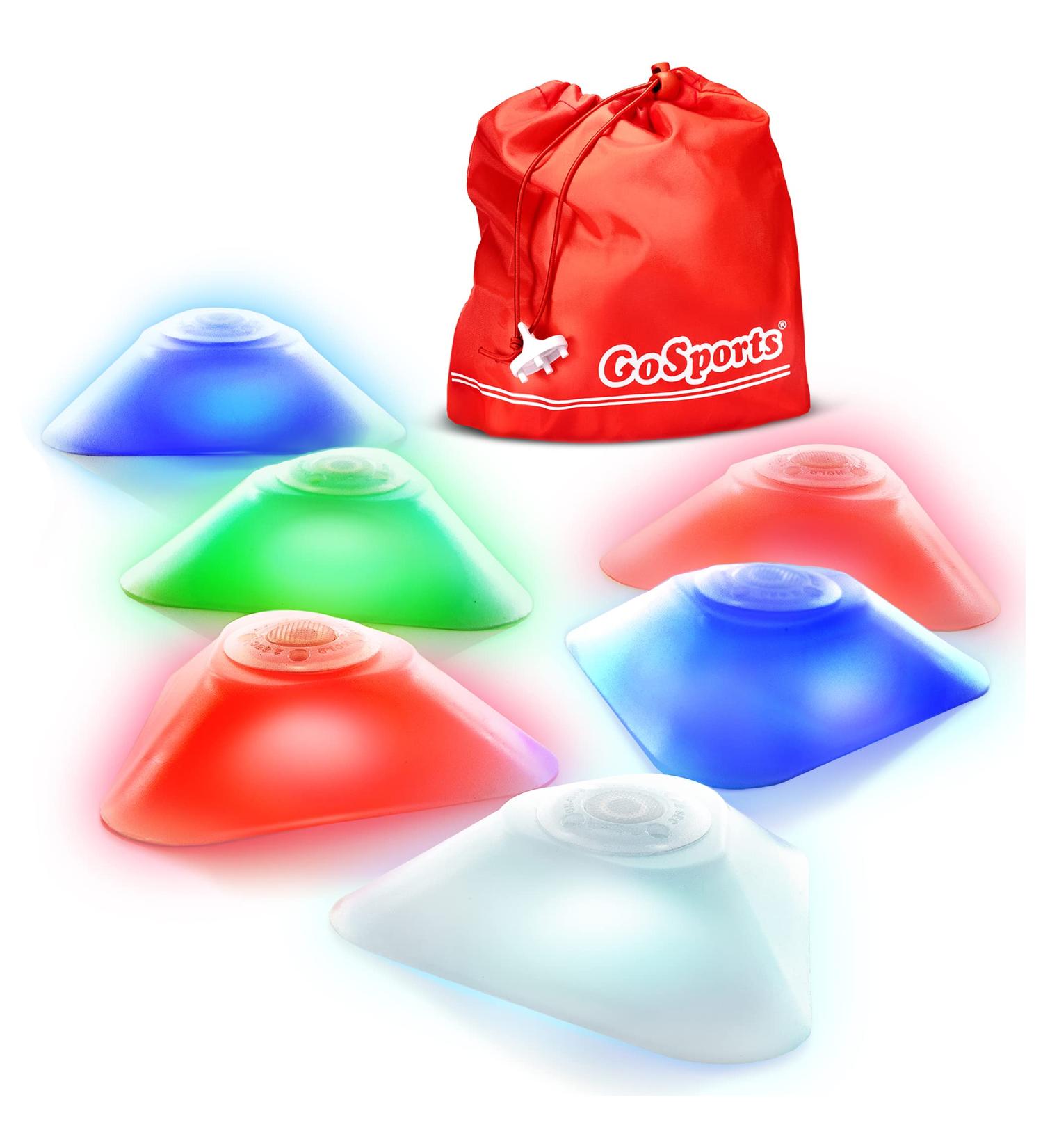 GoSports Light Up Cones - 6 Pack | 4 LED Colors for Sports, Traffic Safety, and Glow in The Dark Games - Buy Online on GoSupps.com