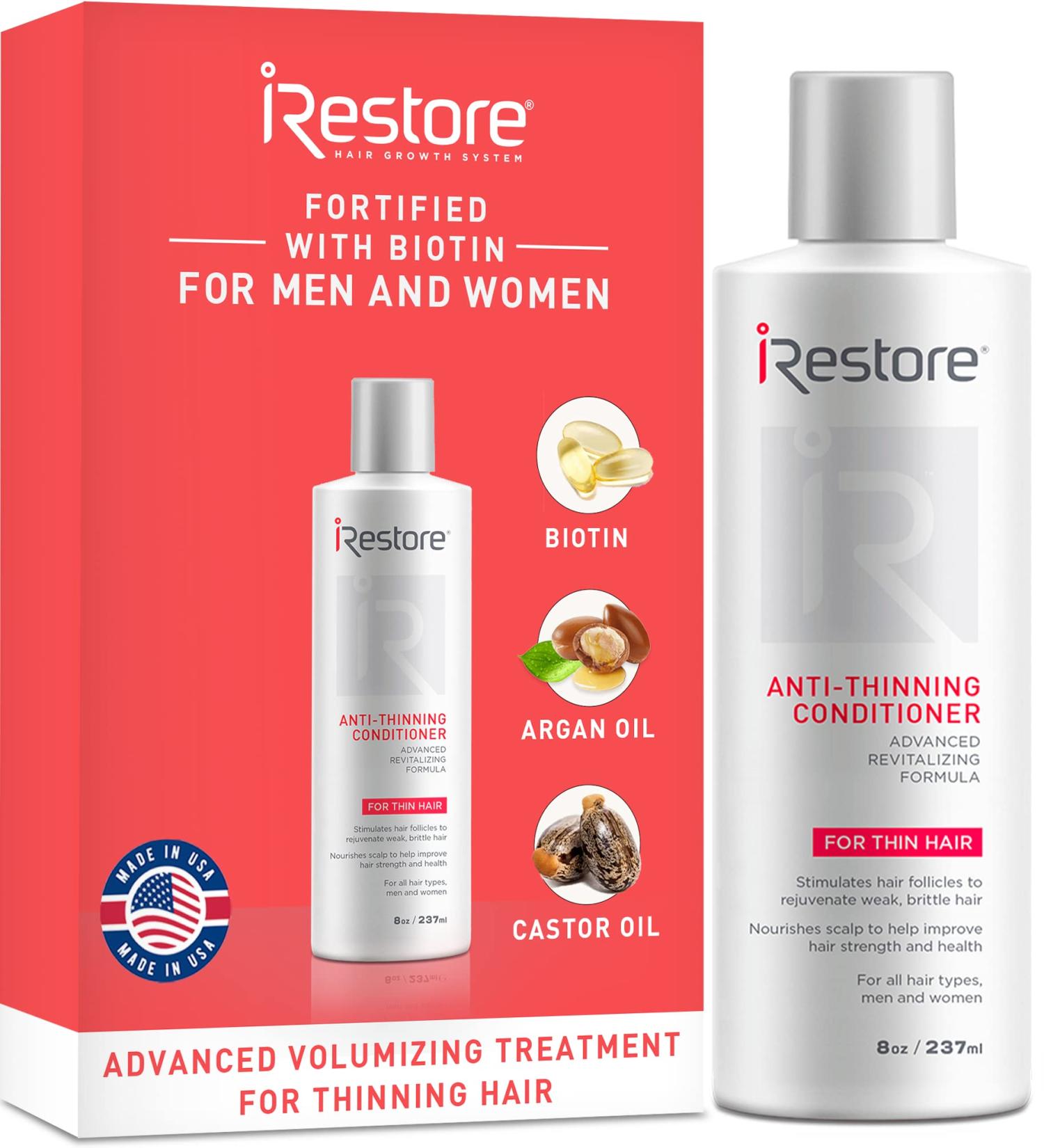 iRestore Biotin Hair Conditioner - Moisturizing Volumizing Formula with Ginseng & Argan Oil | For Fine Hair Growth and Repair | Use with Hair Loss Shampoo - Buy Online on GoSupps.com