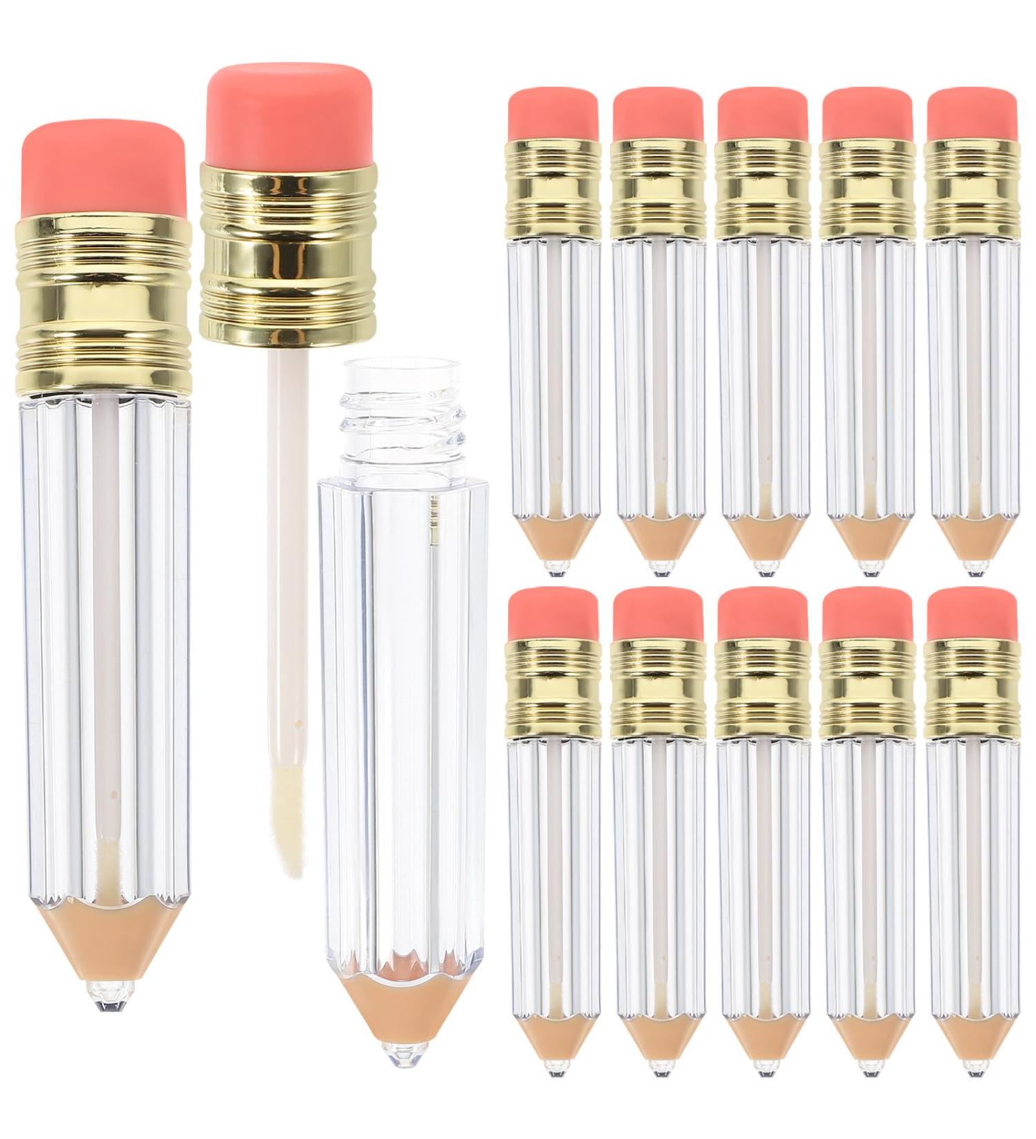 Lurrose 12-Piece Pencil-Shaped Empty Lip Gloss Tubes - Mini Clear Lip Oil Bottles for DIY Cosmetics - Perfect for Daily Use (1.6x9cm) - Buy Online on GoSupps.com