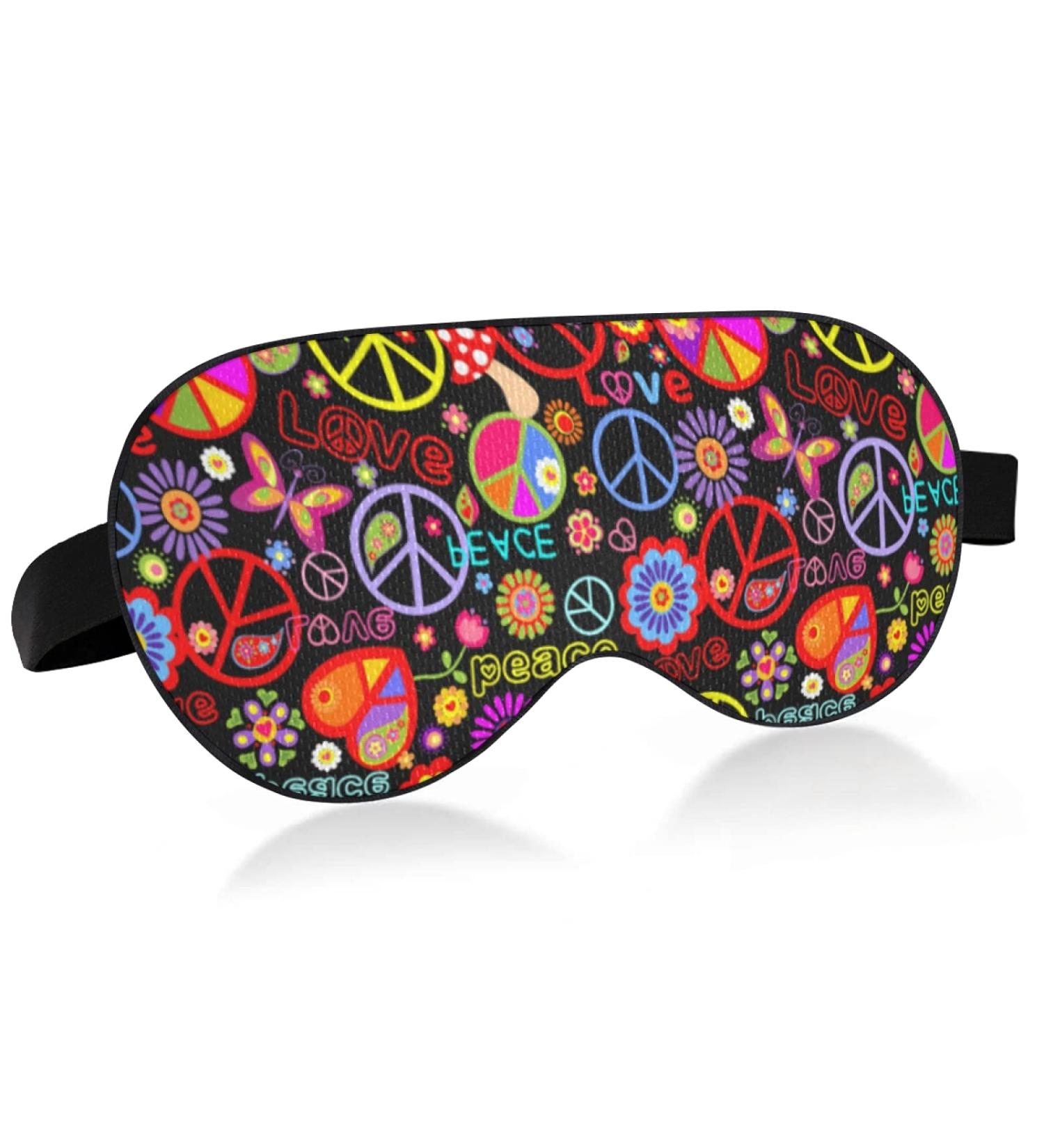 Xigua Breathable Sleeping Eye Mask | Cool Feeling Summer Blindfold for Rest | Elastic Contoured Cover for Men & Women | Travel Rainbow Peace Love Pattern - Buy Online on GoSupps.com