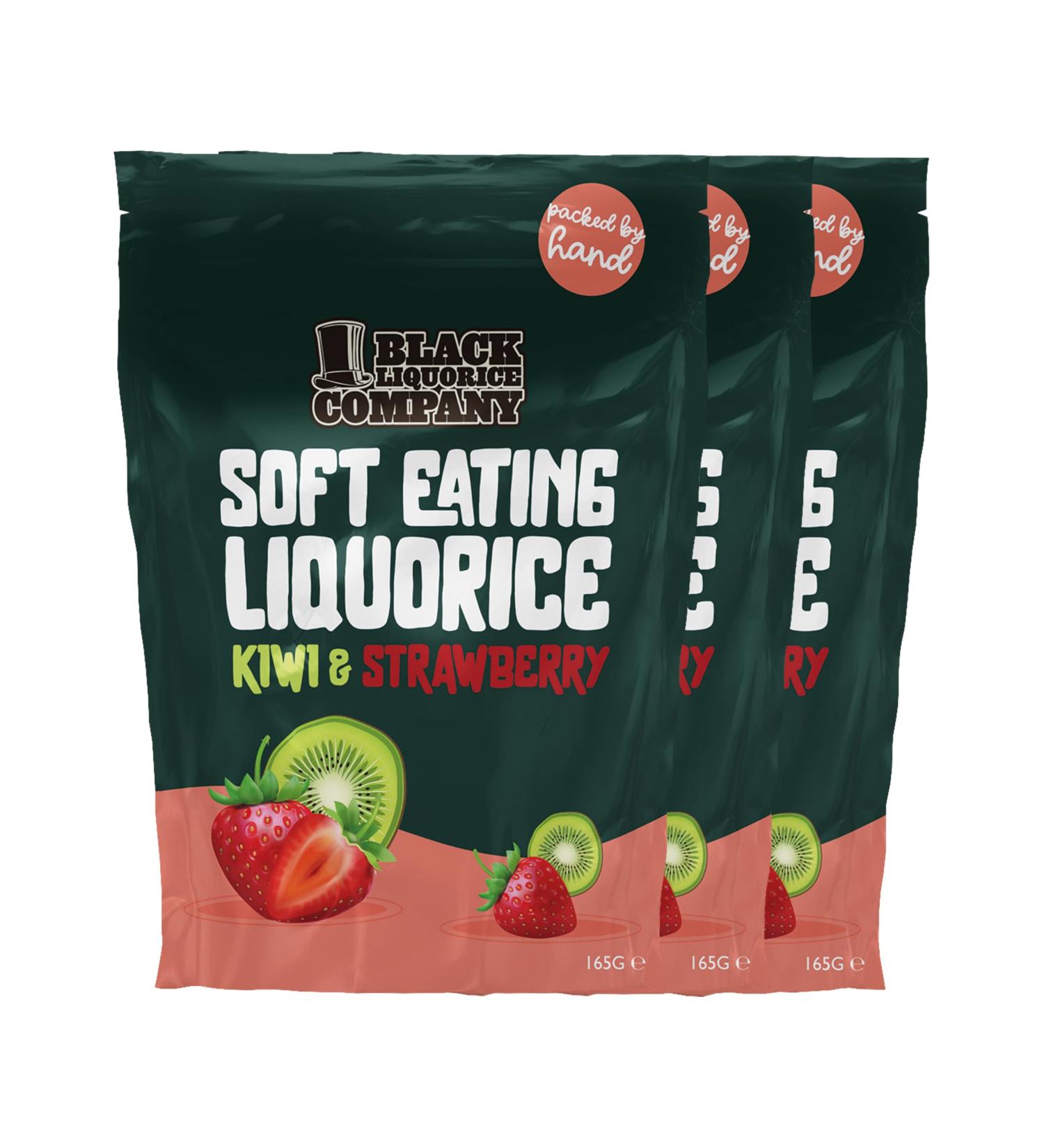Black Liquorice Company - Kiwi and Strawberry Liquorice 3 x 165g - Buy Online on GoSupps.com