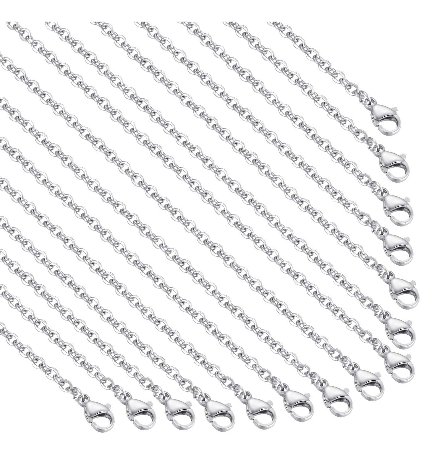 30 Pack 18 Inch Stainless Steel Link Cable Chain Necklace w/ Lobster Clasps for DIY Jewelry Making - Buy Online on GoSupps.com