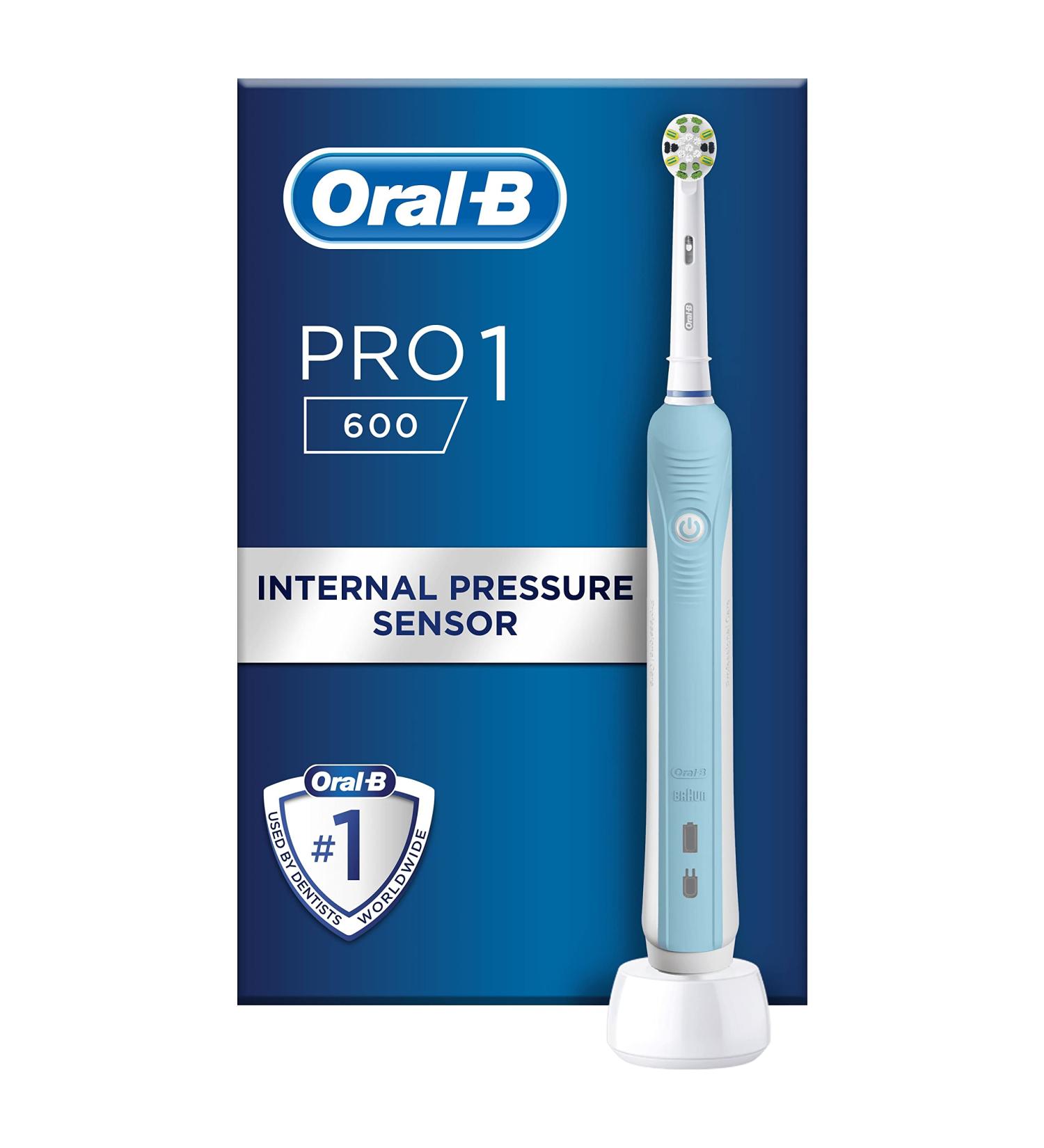 Oral-B Pro 1 Electric Toothbrush for Adults | Christmas Gifts | Pressure Sensor, 3D Cleaning, Floss Action Head | UK Plug | Blue - Buy Online on GoSupps.com