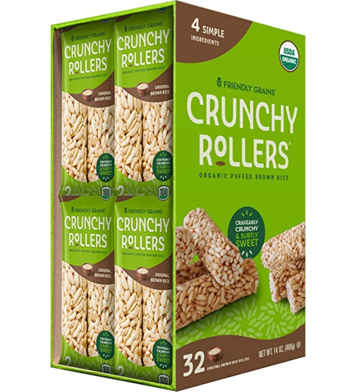 Friendly Grains Crunchy Rollers - Organic Brown Rice Snacks (16 Packs of 2) - Buy Online on GoSupps.com