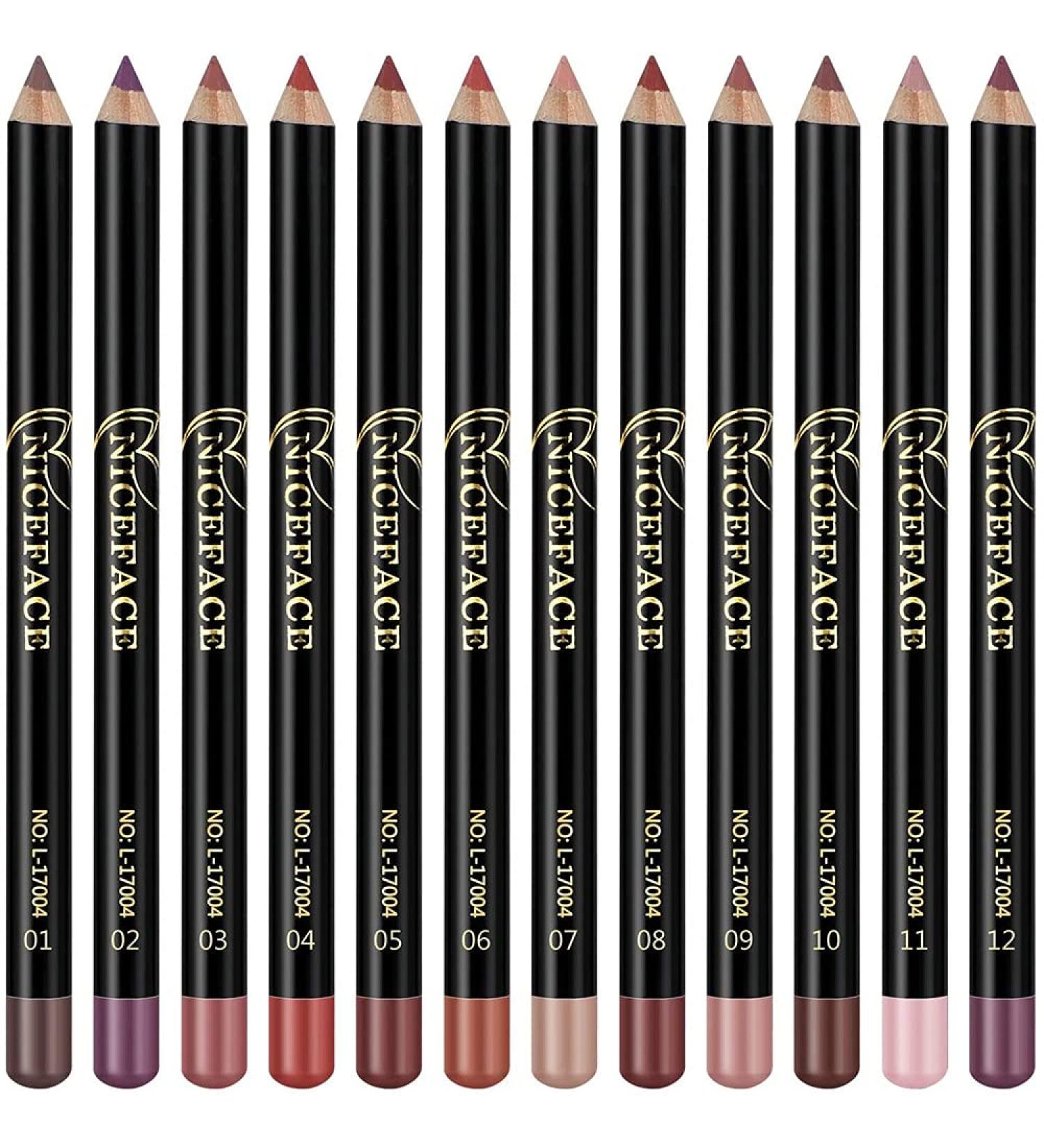 12 Color Matte Lip Liner Set - Waterproof Smooth & Durable Professional Makeup for Women - Buy Online on GoSupps.com