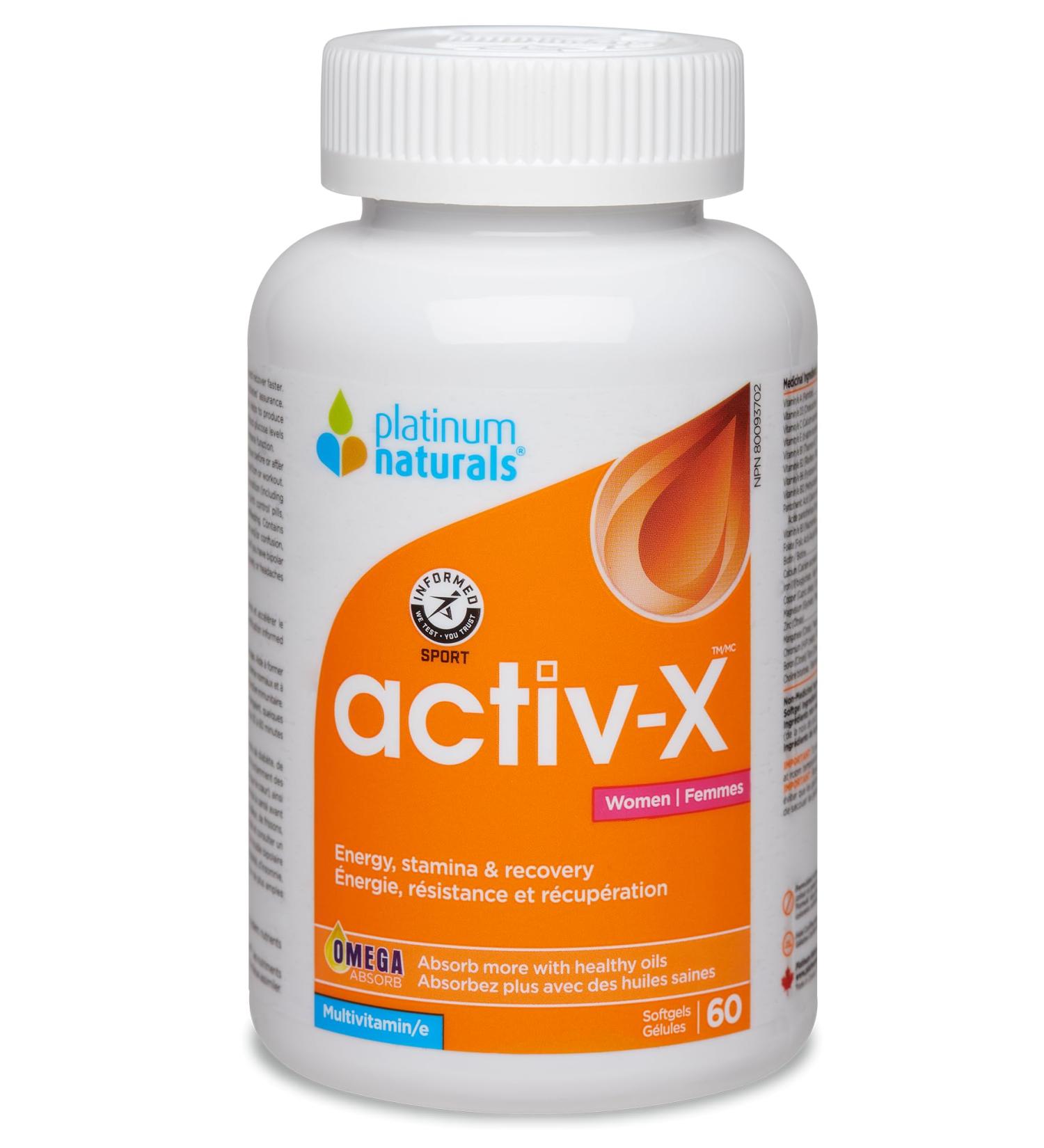 Platinum Naturals - Activ-X for Women 60 Softgels - Helps in Energy Production - Stamina and Recovery - Omega Absorb with Healthy Oils 60 count (Pack of 1) - Buy Online on GoSupps.com