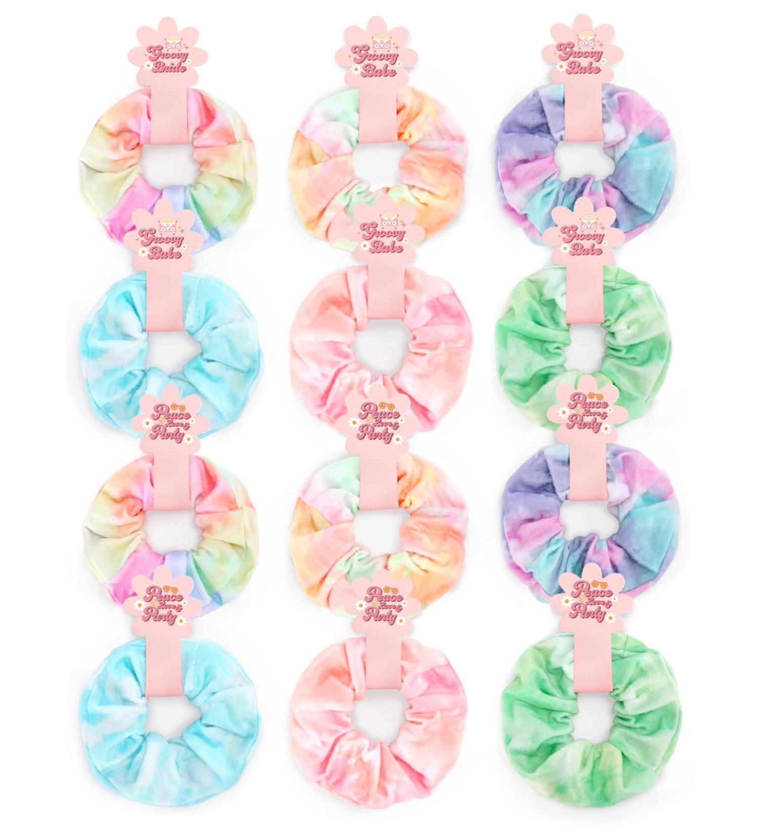 CiyvoLyeen Velvet Tie Dye Hair Scrunchies - 12 Pcs Set for Disco Bachelorette, Hippie Party, 60s 70s Theme - Great Gift for Girls and Women - Buy Online on GoSupps.com