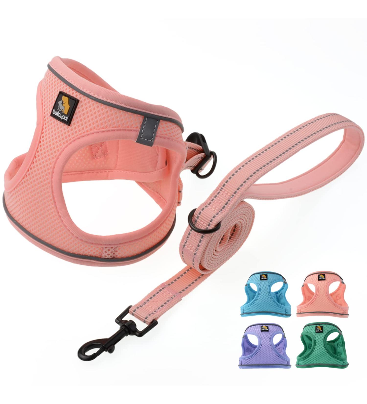 Bella & Pal Dog Harness for Small Dogs with Leash | Air Mesh Reflective Breathable | XXS Coral Pink - Perfect for Puppies & Cats - Buy Online on GoSupps.com
