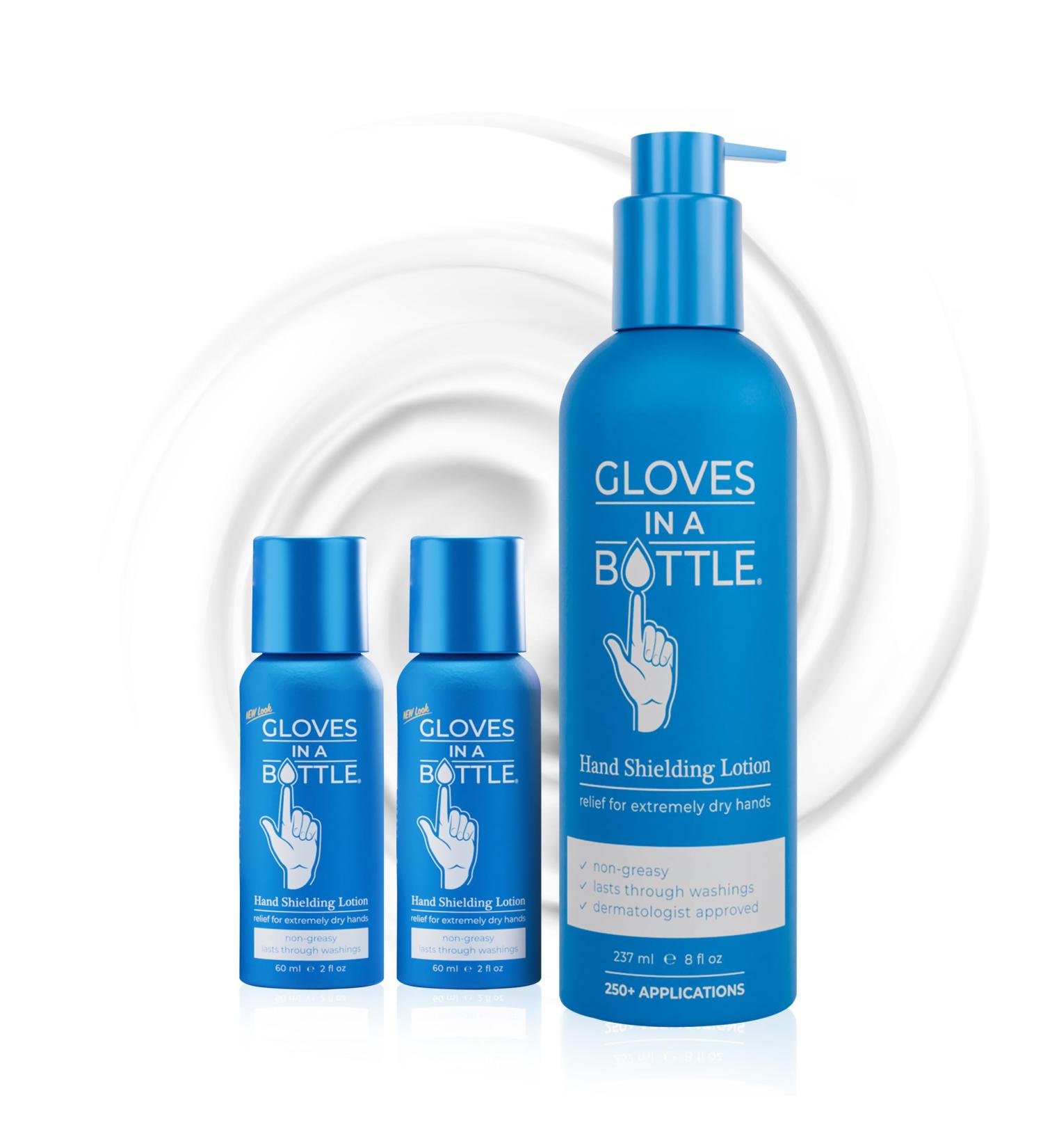 Gloves In A Bottle Hypoallergenic Moisturizing Lotion for Severely Cracked Hands Protective Hand Treatment for Healthcare Worker Nurses and Other Working Hands (8 Oz Pump + 2 Oz 2-Pack) - Buy Online on GoSupps.com