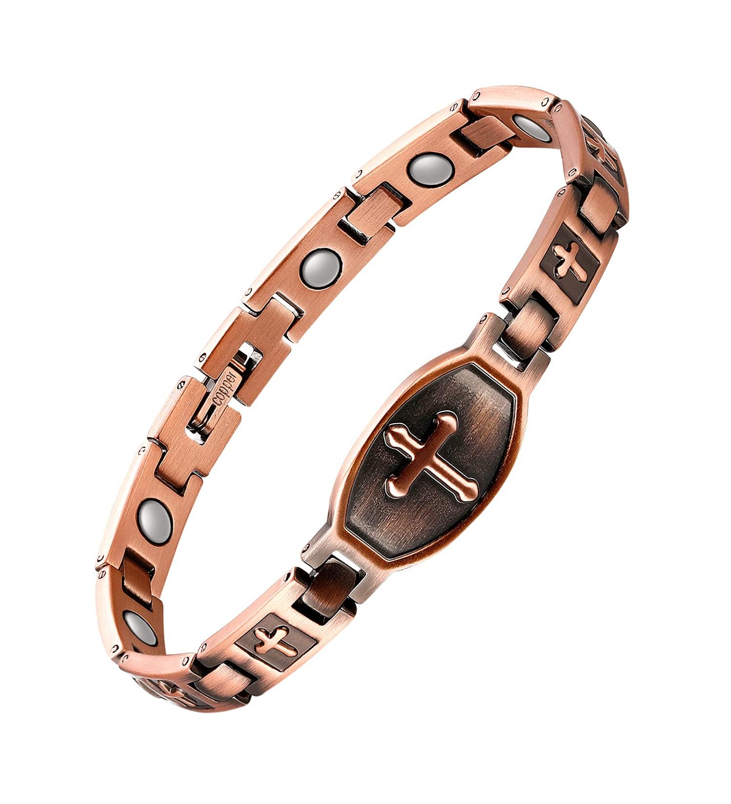 Copper Lymph Detox Magnetic Bracelet Set for Women - Adjustable Carpal Tunnel Relief Bracelet with Drainage Ring - Jecanori Copper Jewelry - Buy Online on GoSupps.com