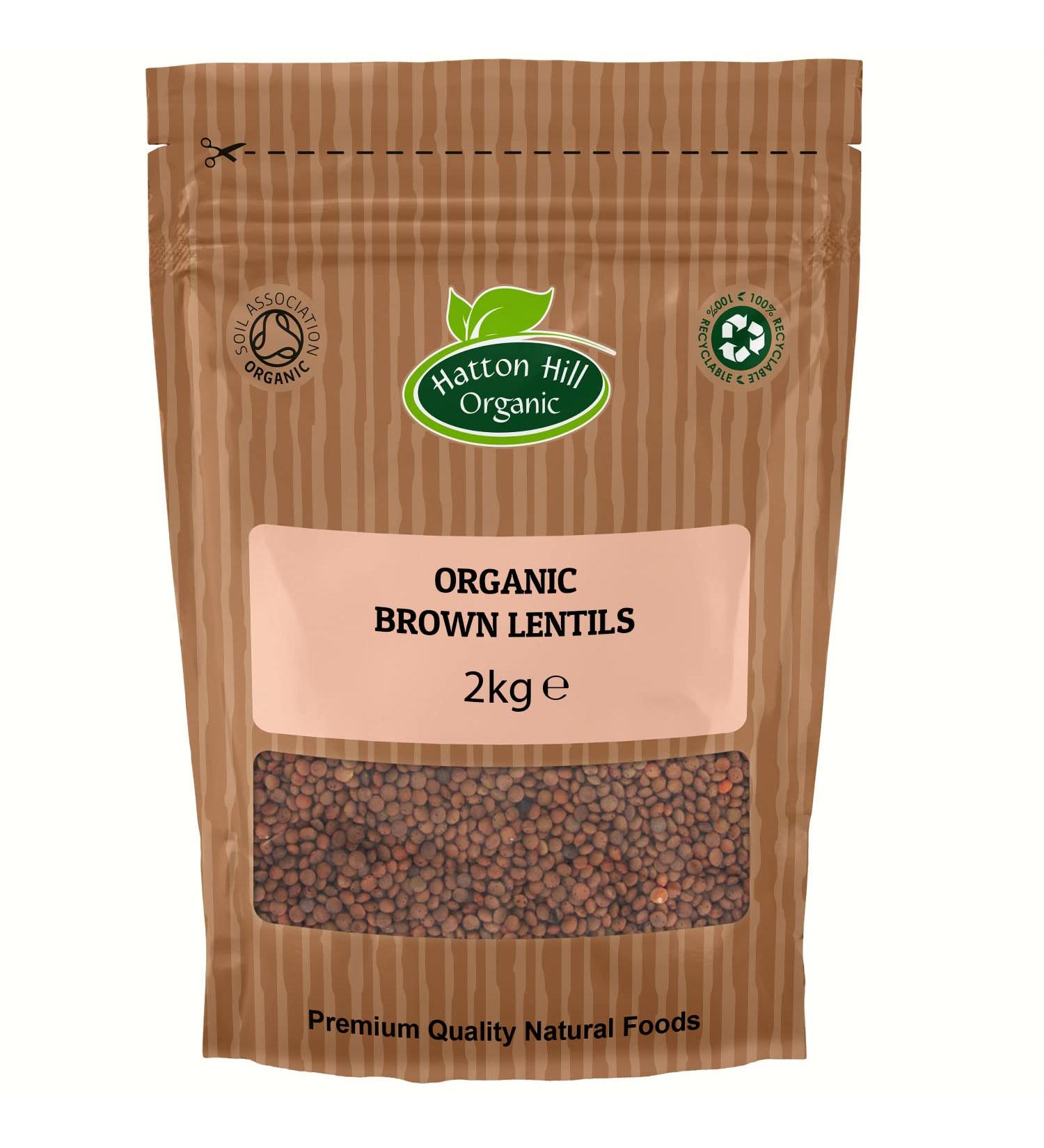 Organic Brown Lentils 2kg by Hatton Hill Organic - Free UK Delivery - Buy Online on GoSupps.com
