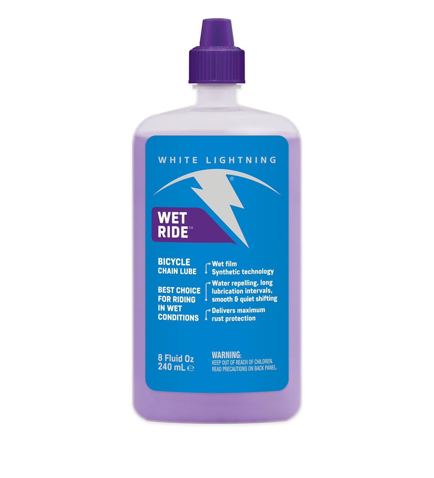 White Lightning Wet Ride Extreme Conditions Heavy Bicycle Chain Lube, 8-Ounce Drip Squeeze Bottle