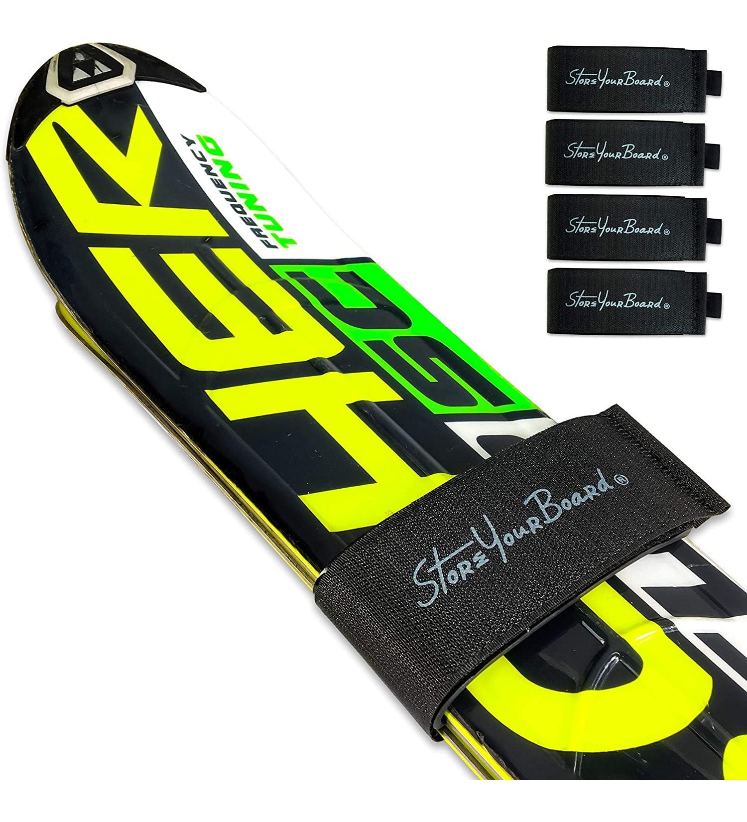 StoreYourBoard Mountain Essential Ski Wrap Straps - 4 Pack - Universal Fit - Hook and Loop Fasteners - Black - Buy Online on GoSupps.com