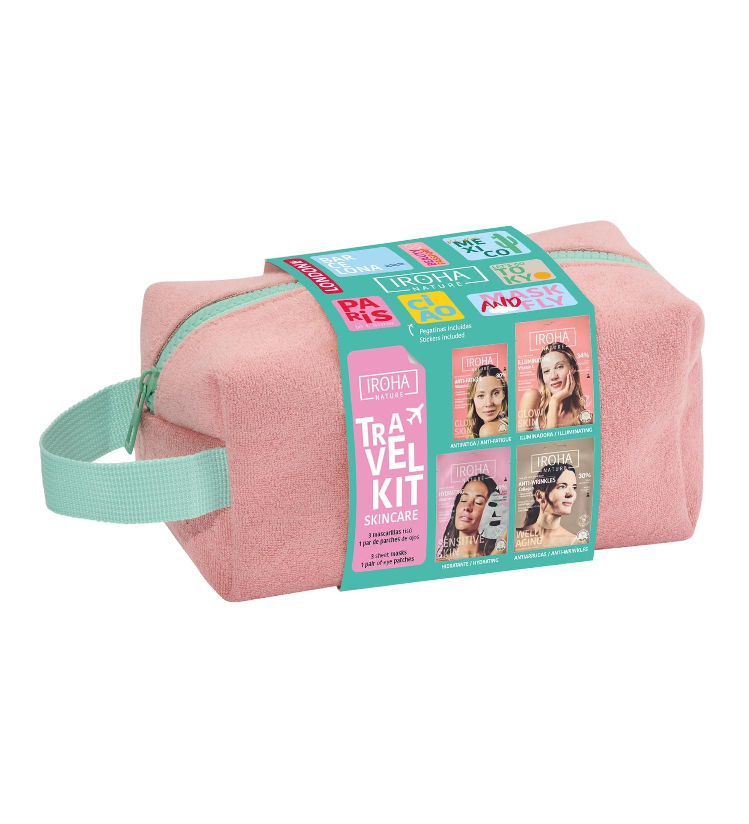 Sensalia Labs IROHA NATURE Travel facial care set antiaging moisturizing and whitening face masks + antifatigue blinders with collagen aloe vera and vitamin C - Buy Online on GoSupps.com