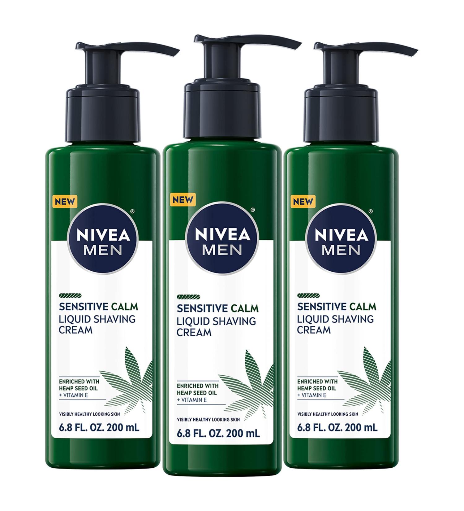 NIVEA MEN Sensitive Calm Shaving Cream with Vitamin E & Hemp Oil - 3 Pack, 6.8 Fl Oz Bottles - Buy Online on GoSupps.com