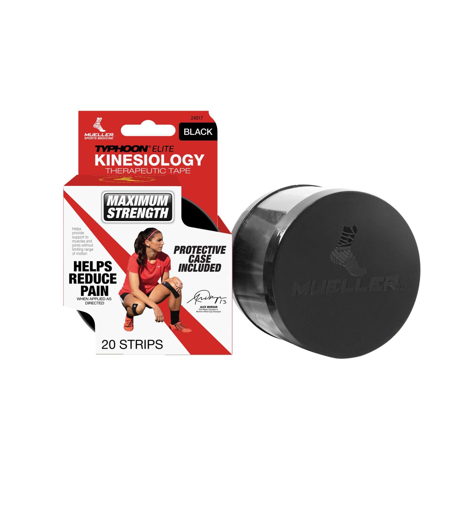 Mueller Sports Medicine Typhoon Elite Kinesiology Therapeutic Tape  Pre-Cut I-Strips  Black  20 Count - Buy Online on GoSupps.com