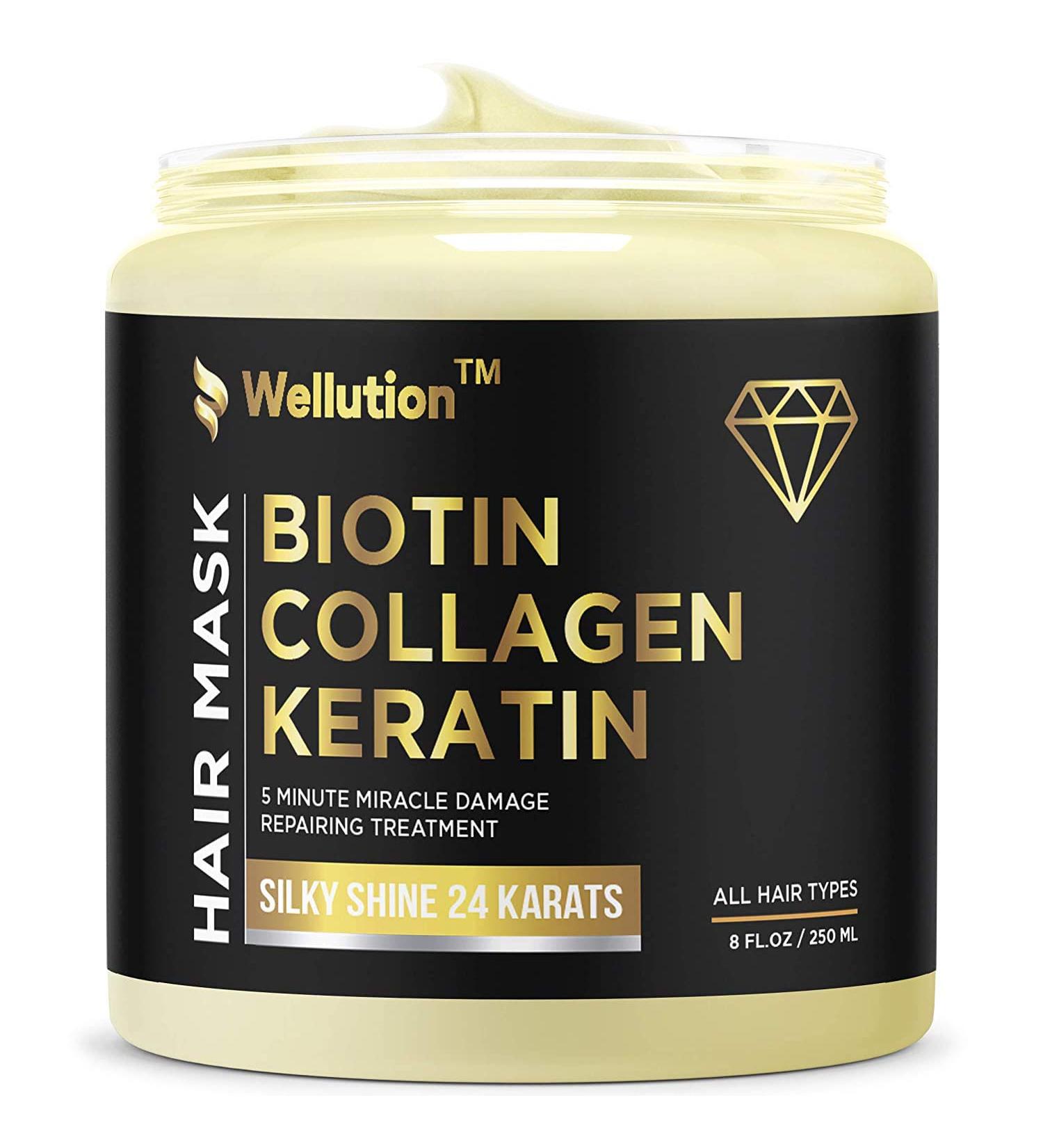 Biotin Collagen Keratin Treatment - USA Made Natural Hair Mask for Repair & Nourishment - 8 oz - Buy Online on GoSupps.com