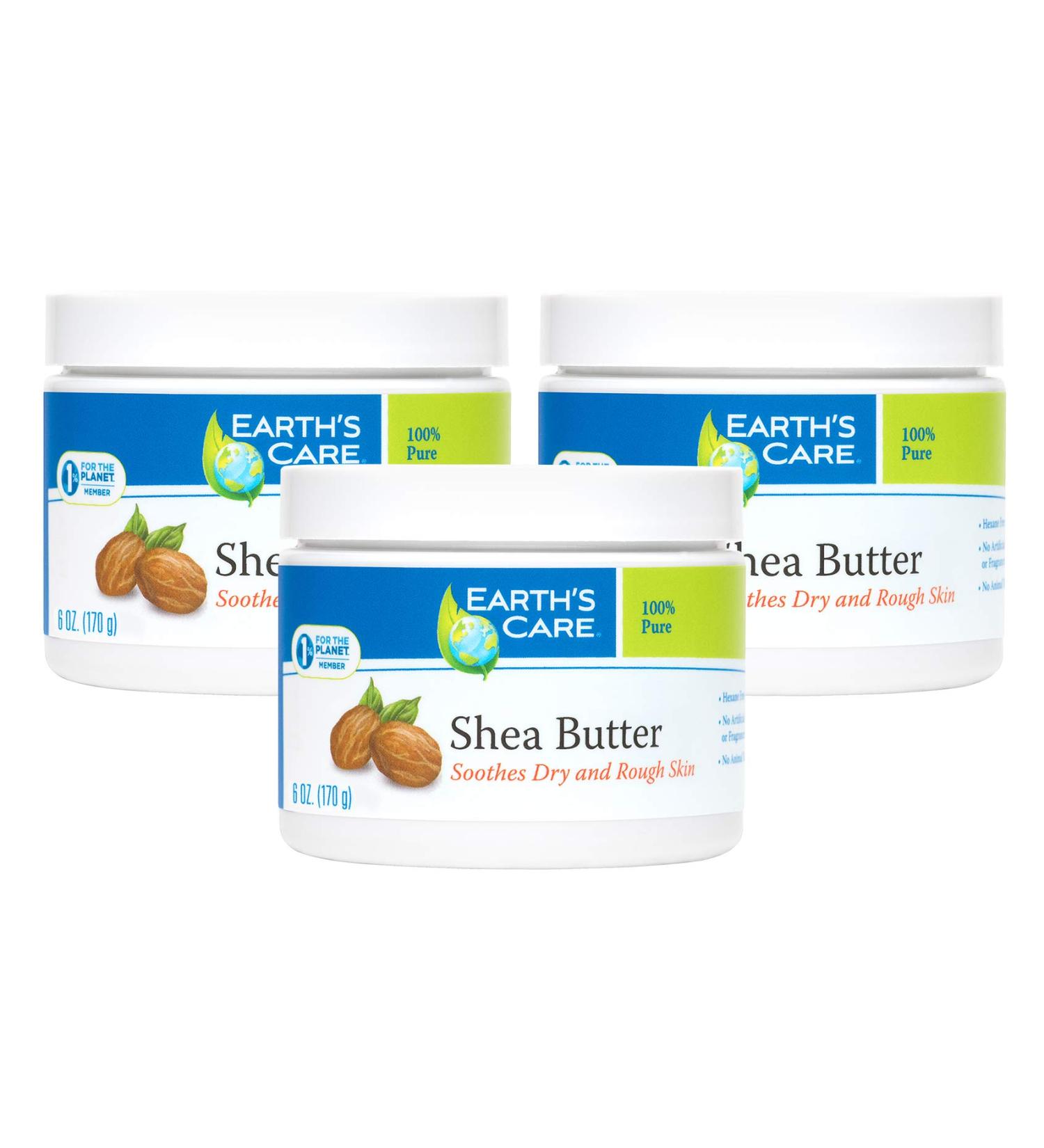 Earth's Care Pure Shea Butter, Hexane-Free, No Artificial Colors or Fragrances, Packed in USA 6 OZ. (3 Jars) - Buy Online on GoSupps.com