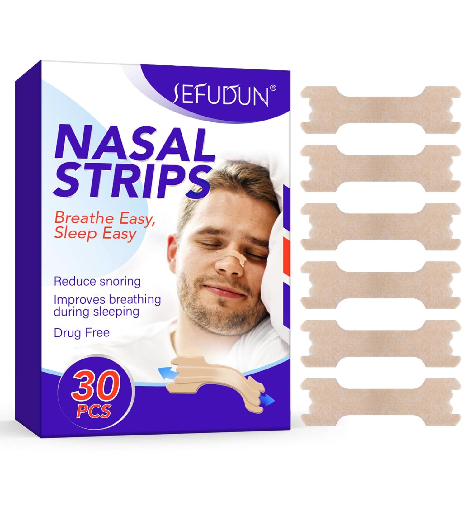 Nose Plaster Snoring Solution - Anti-Snore Nasal Strips for Blocked Nose Relief (30 Pieces) - Drug-Free Extra Strong for Sports & Sleep - Buy Online on GoSupps.com