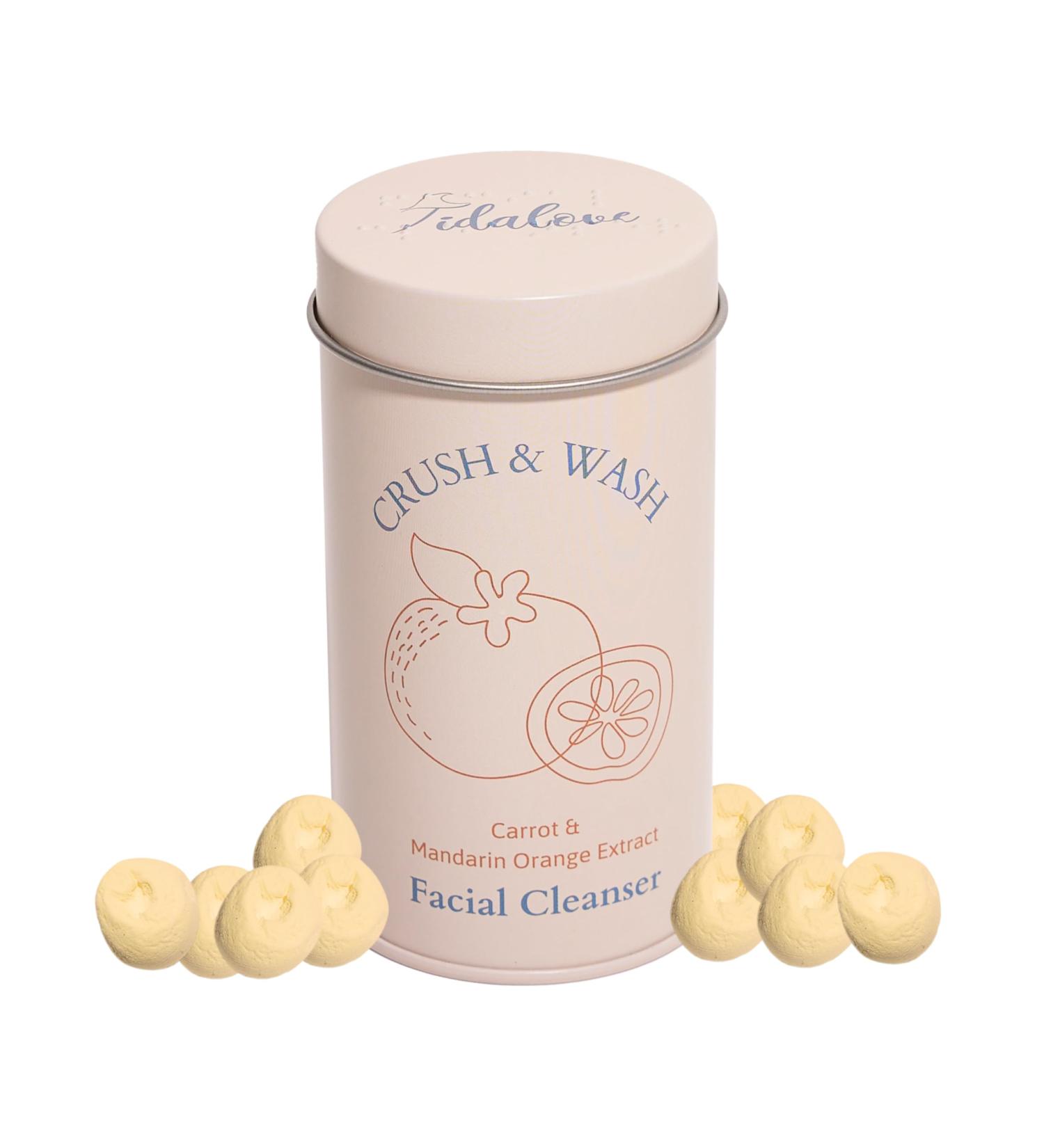 3-in-1 Solid Facial Cleanser & Exfoliator | Vegan Cruelty-Free Plastic-Free | Travel-Friendly Wash-off Mask - Brightening Beans (60 Tablets - Buy Online on GoSupps.com