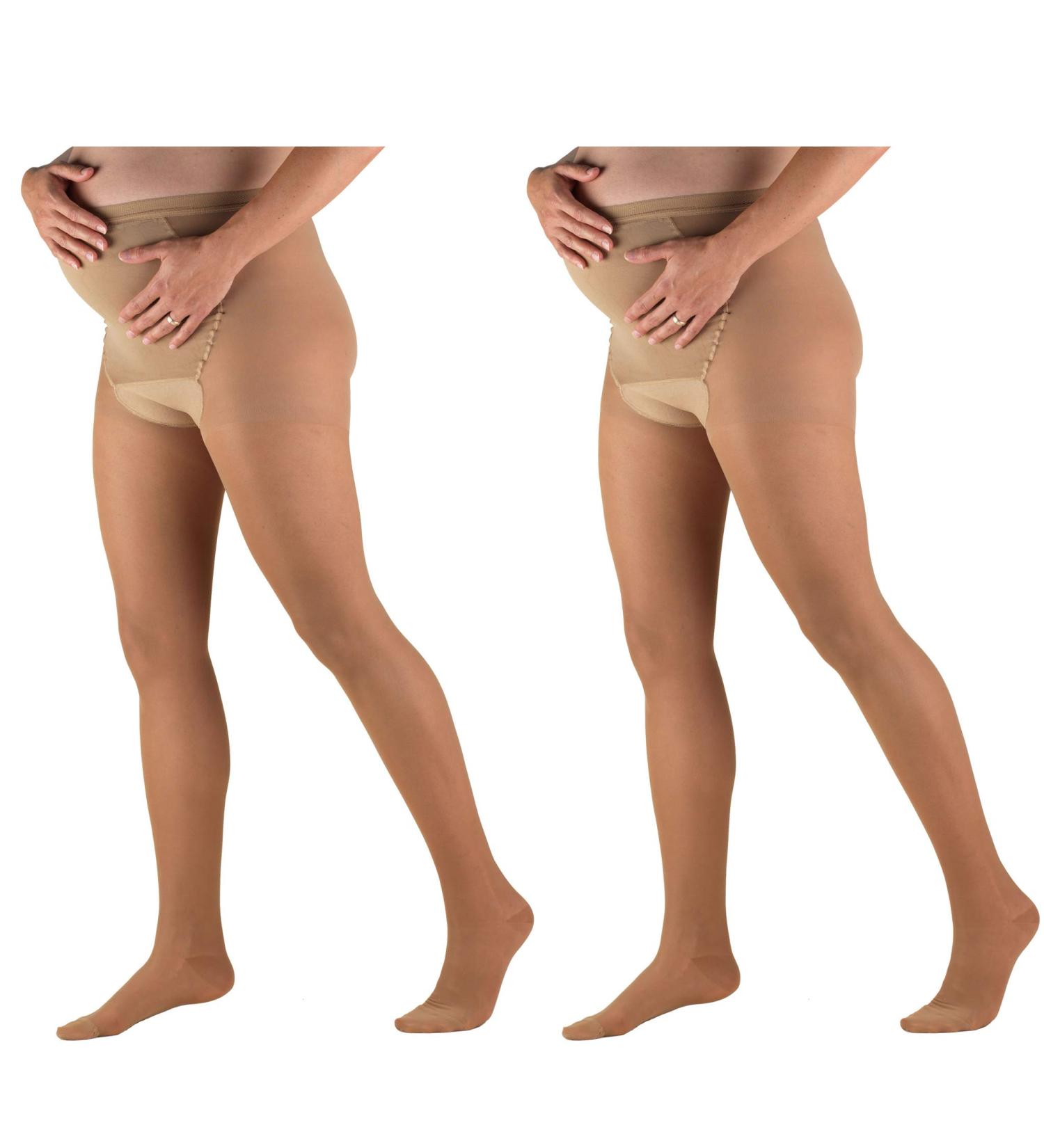 Truform Sheer Maternity Pantyhose 15-20 mmHg Compression | Tummy Support | 20 Denier | Beige X-Tall | 2 Count - International Shipping Available - Buy Online on GoSupps.com