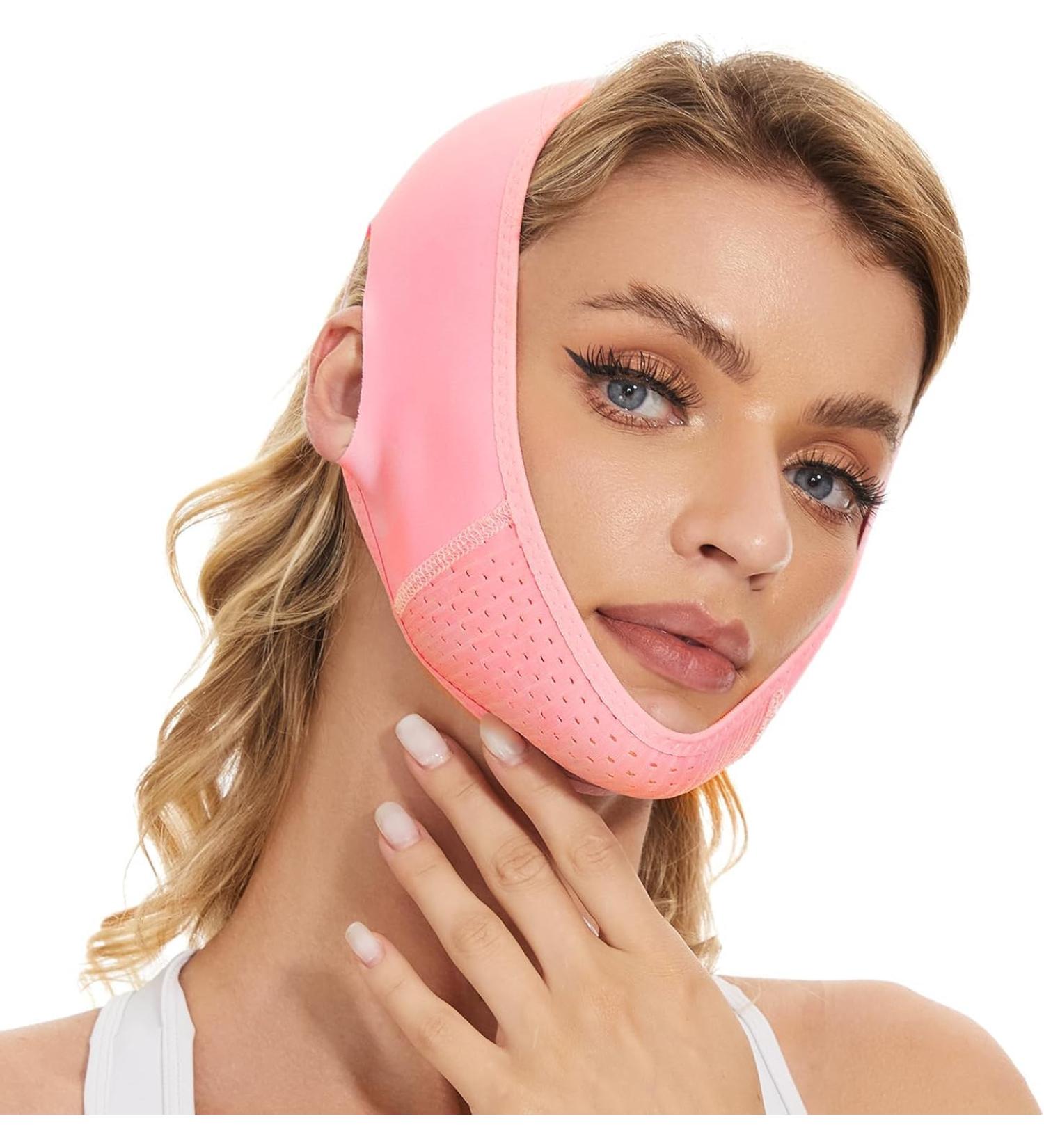 JUNDAJIR Reusable Face Strap V Line Mask Double Chin Reducer Chin Up Patch Chin Strap V Shaped Face Slimming Belt V Shaped Face Mask for Women Sagging - Buy Online on GoSupps.com