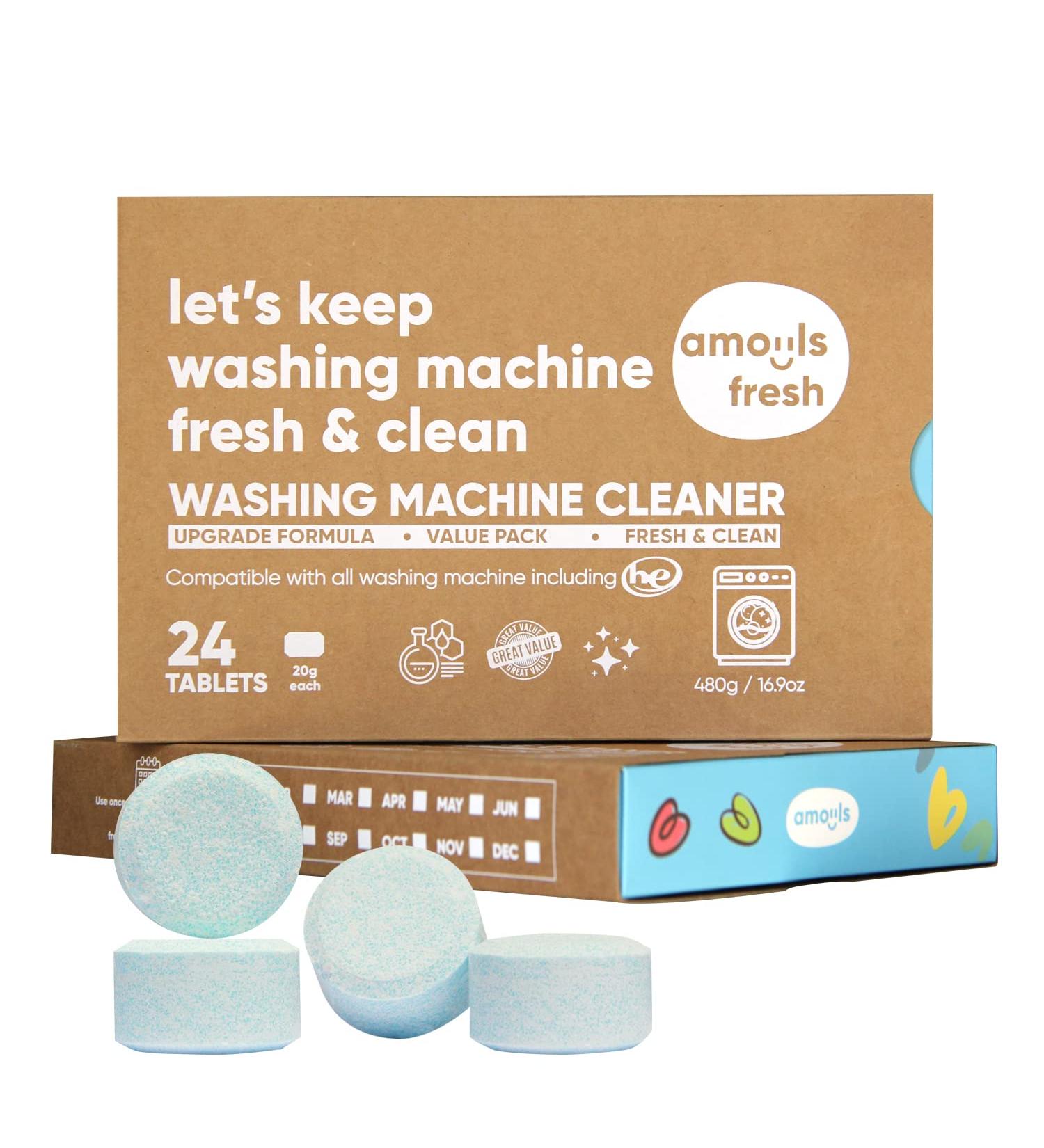 Amoyls Washing Machine Cleaner - Removes Odors & Grime from Front & Top Loader Machines (Ocean Scent, 24 Tablets) - Buy Online on GoSupps.com