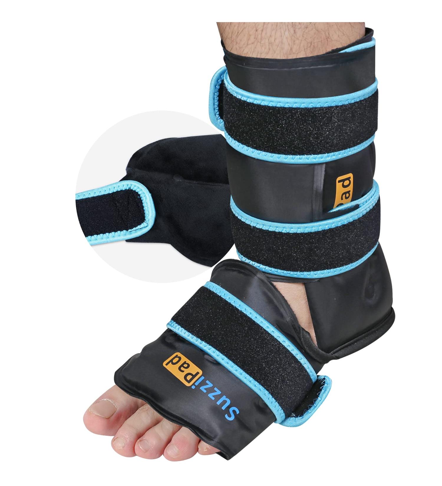SuzziPad Ankle Ice Pack Wrap with Double-Sided Fabric Cover | Cold Compression Therapy for Achilles Tendon, Plantar Fasciitis, Sprained Ankles | Pain Relief for Foot Injuries | Black - Buy Online on GoSupps.com