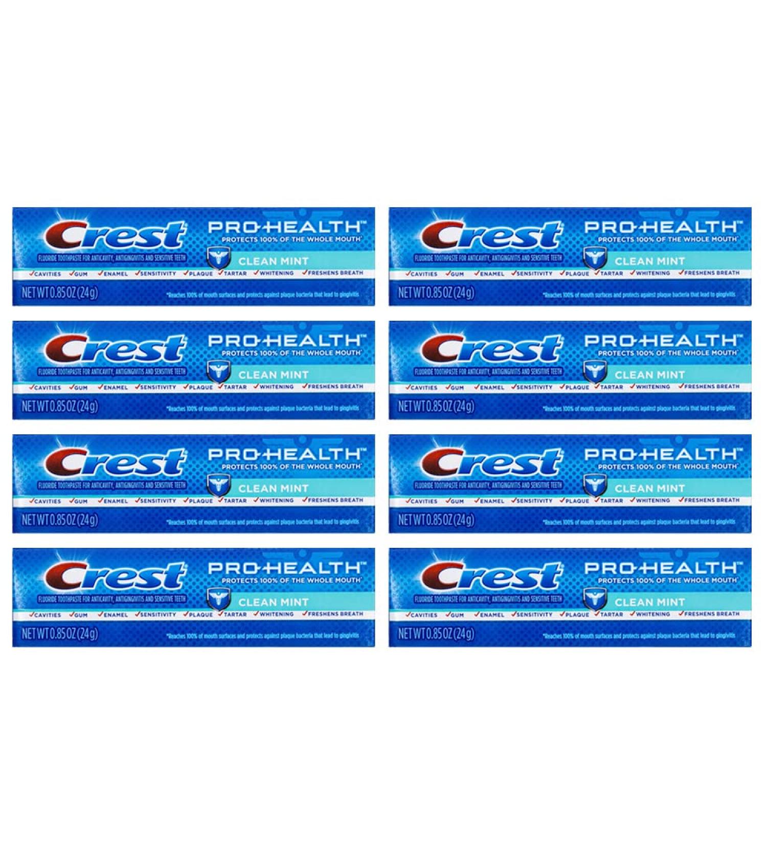 Crest Pro-Health Clean Mint Toothpaste Travel Size 0.85 oz - Pack of 8 | International Shipping Available - Buy Online on GoSupps.com