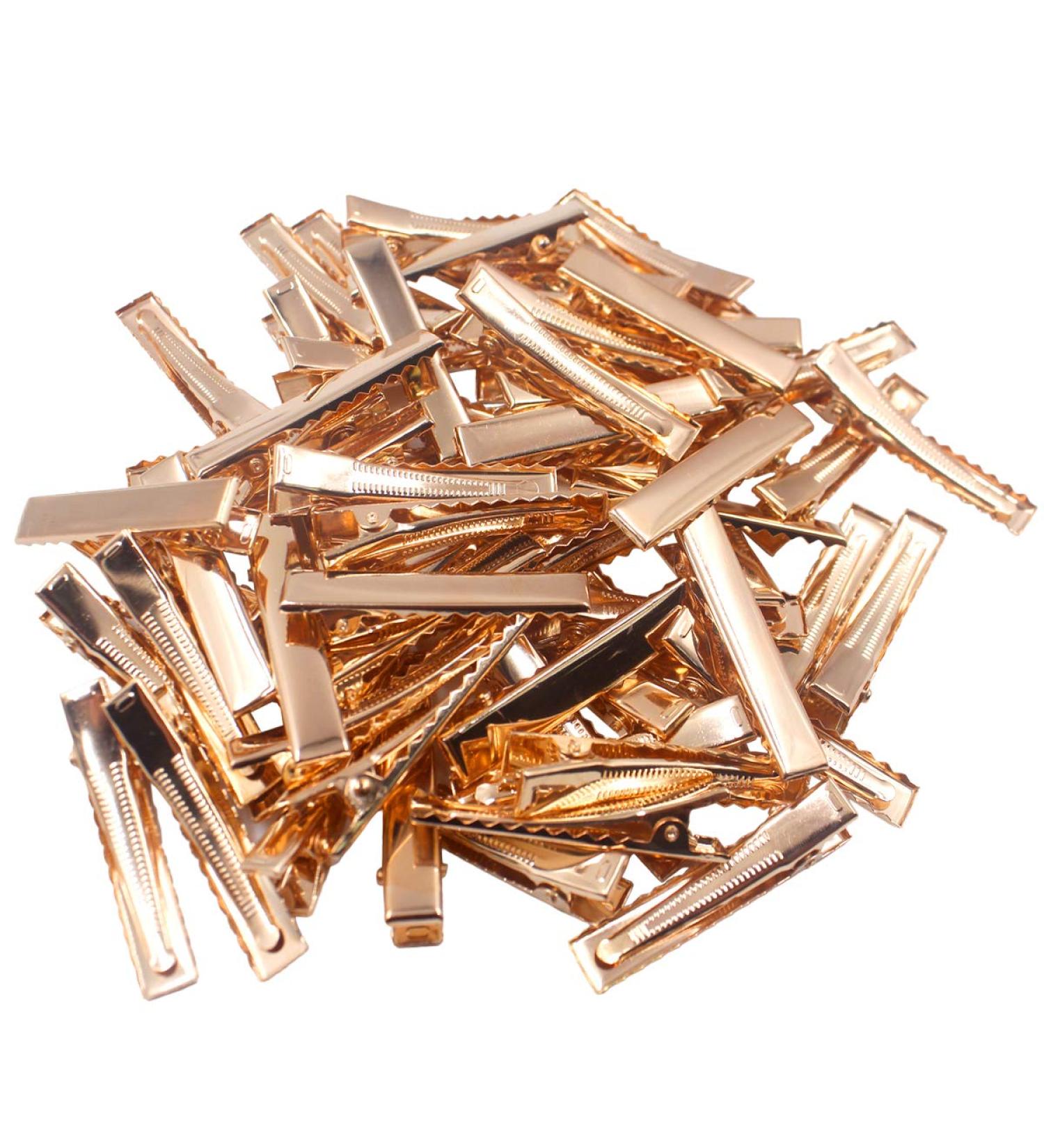 Gold 45mm Single Prong Metal Alligator Hair Clips - 50 Pieces for DIY Crafts - Buy Online on GoSupps.com