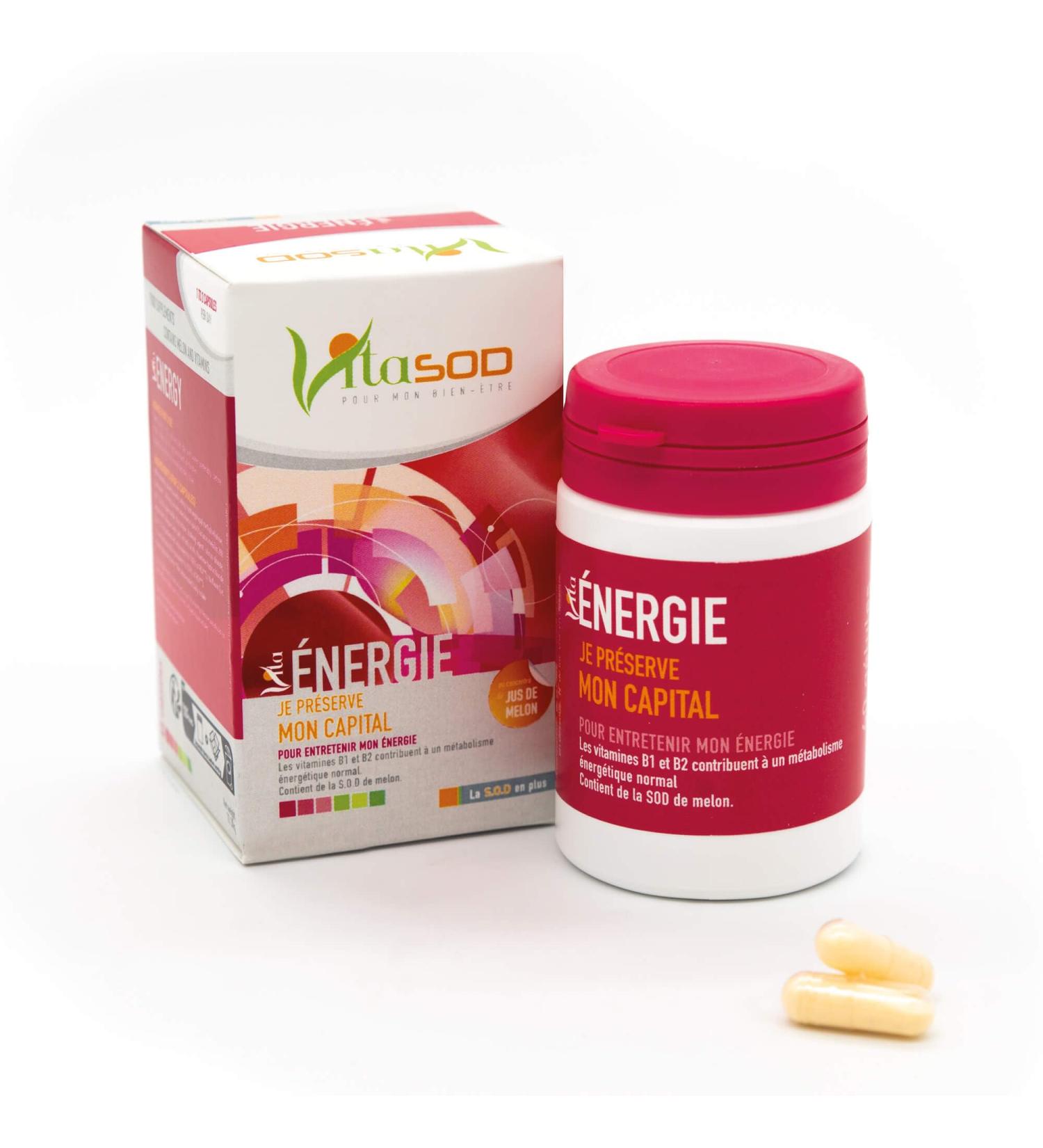 Vita NERGIE SOD de melon Compl ment alimentaire pour garder la forme et r duire la fatigue Energie et vitalit protection contre le stress oxydatif Vitamines B1 et B2 60 G lules - Buy Online on GoSupps.com